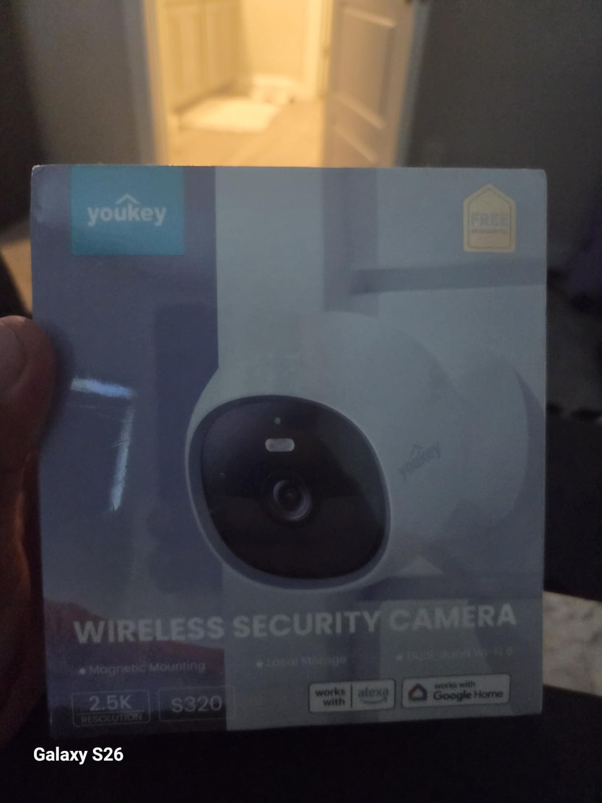 youkey Magnetic Indoor Security Camera Wireless, 2K Battery Powered Camera, No Subscription, Built-in 8GB Storage, Wire-Free for Renters, Compatible with Alexa & Google, Pet/Baby Monitor(S320) customer photo 2