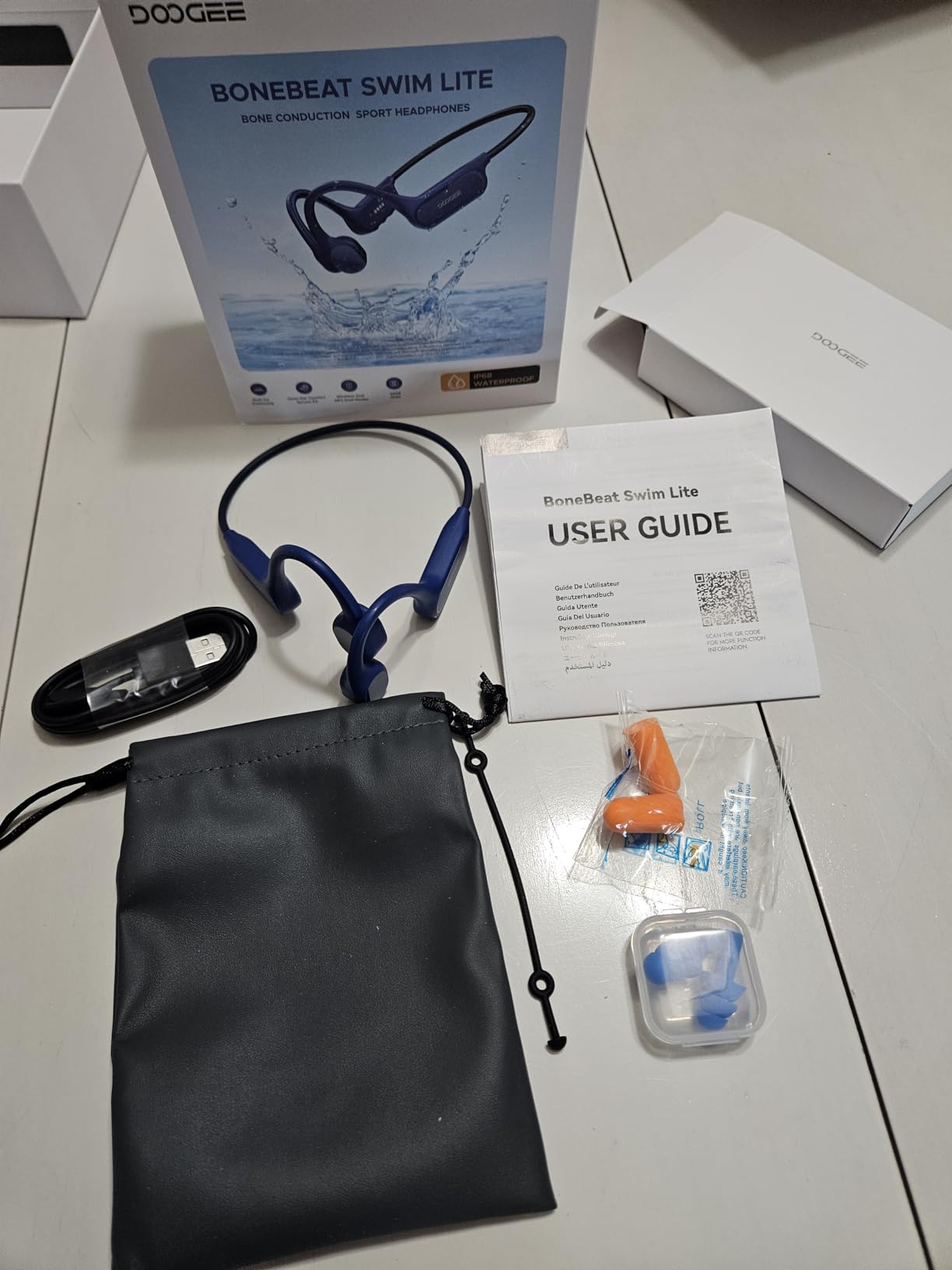 Bone Conduction Headphones IP68 Waterproof Headphones for Swimming, Open-Ear Underwater Swimming Earbuds Bluetooth 5.4 32GB MP3 10H Battery for Sport Running Fitness (Blue) customer photo 2