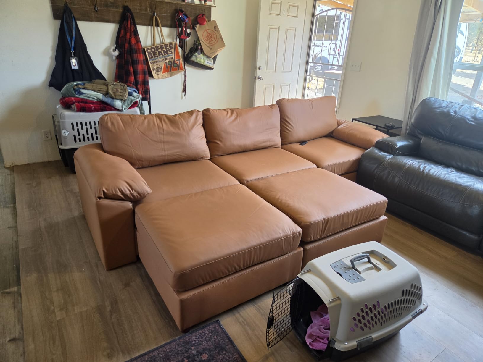 EASE MOOSE Modular Sectional Sofa, 3 Seat Sectional Couch, Beige | Pet-Friendly Faux Leather, Oversized Deep Seat, Easy to Clean, Solid Wood Frame, Easy Assembly, Scratch Resistant customer photo 2