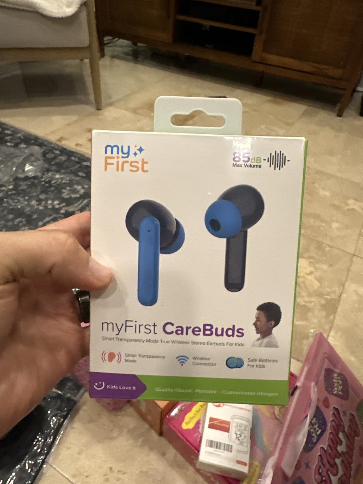 myFirst CareBuds Wireless Kids Earbuds 85dB Volume Limit Small Ear Fit | 36H playtime, noise cancelling, easy pairing, safe hearing, for kids ages 3-12, school travel gift customer photo 1