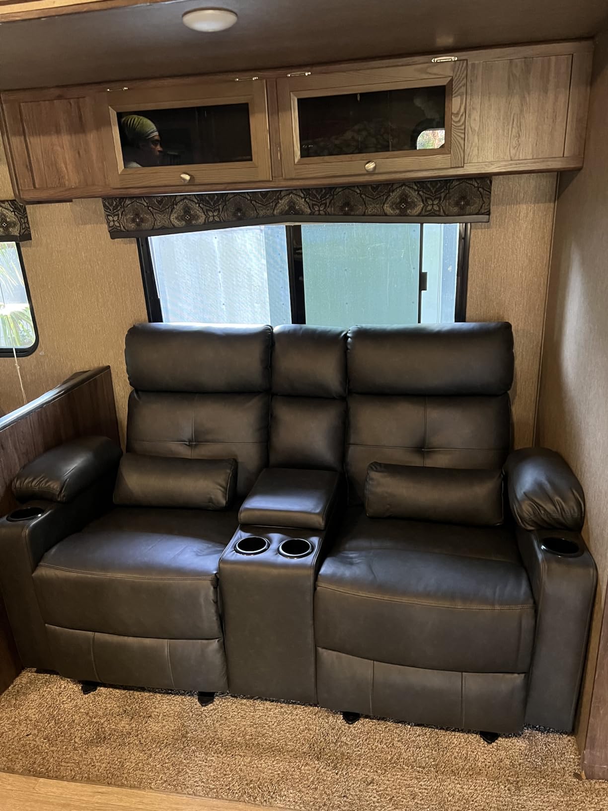 Power Reclining Sofa with Heat and Massage | RV Wall Hugger Recliner Sofa with Electric Tilt | RV 3 Seater Recliner Sofa for Living Room (Sofa Grey) customer photo 2