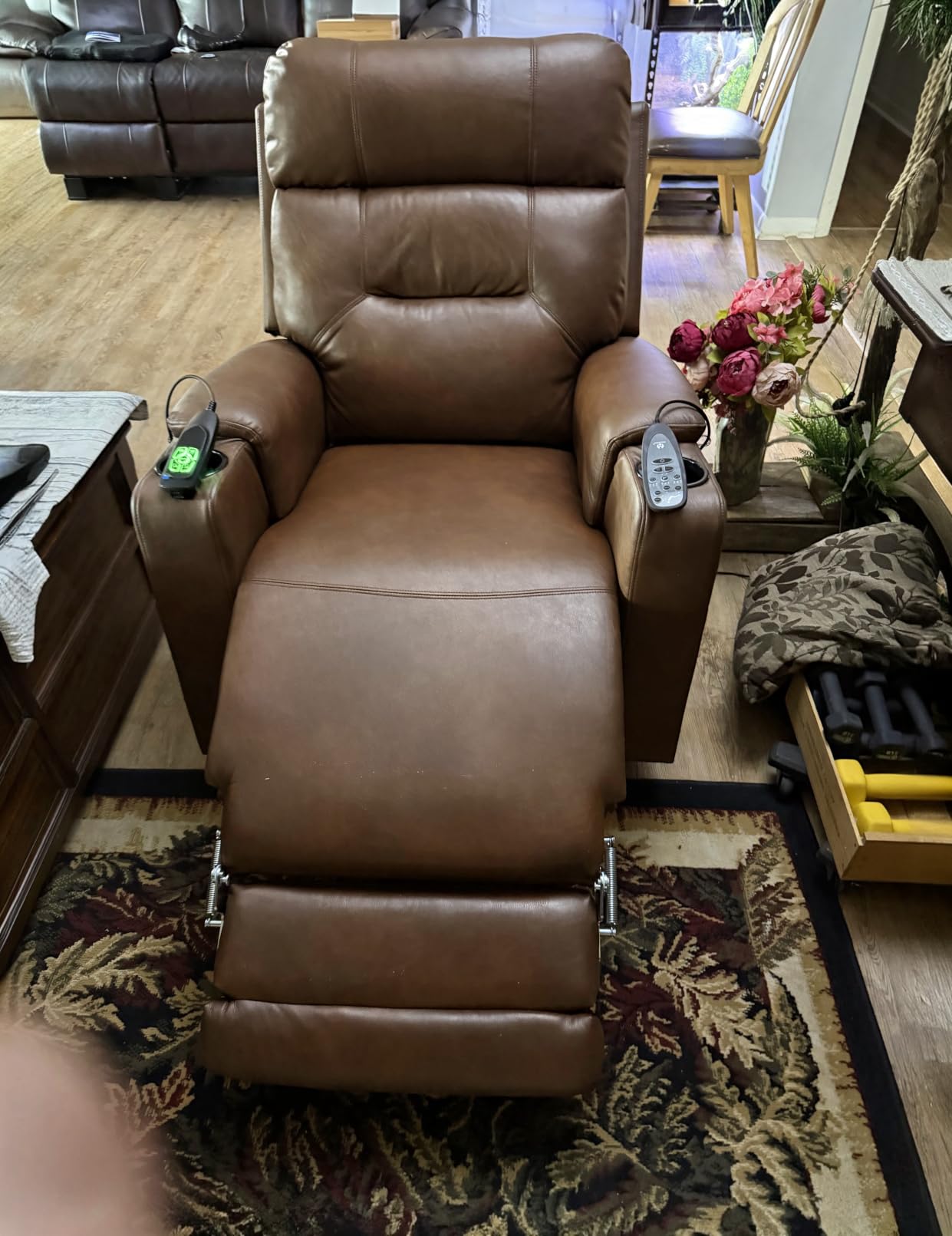 MCombo Lift Chair for Tall Man 6'6'', Dual Motor Power Lift Recliner Chair for Elderly, Lay Flat for Sleeping, Heat and Massage, USB & Type C, Faux Leather 7755 (Blue) customer photo 1