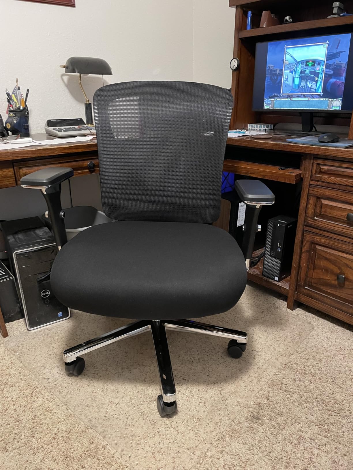 DUMOS Big and Tall Office Desk Chair with Lumbar Support, 500lbs Heavy Duty Mesh Ergonomic Computer Chair with 4D Armrest and Wide Comfy Seat, Swivel Wheels for Adult, Black customer photo 1