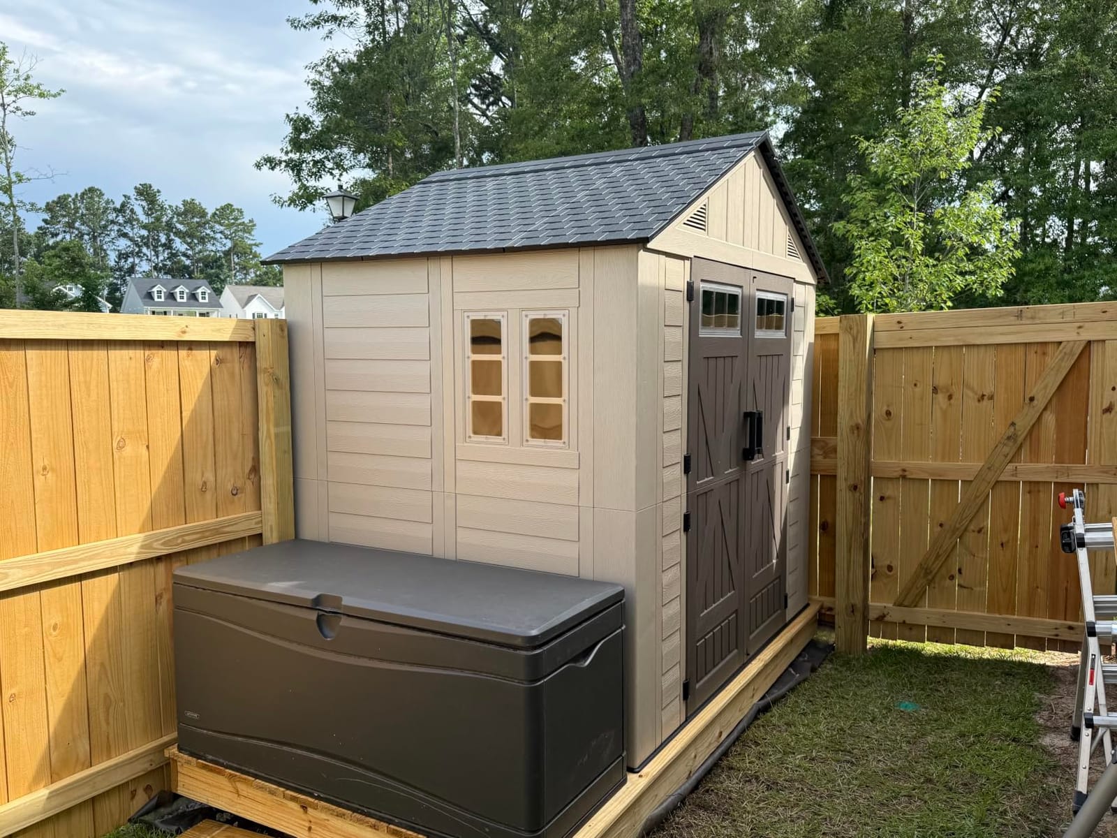 Aoxun 8x6 Ft Outdoor Storage Shed with Floor, Large Resin Outdoor Shed with Lockable Door & Windows, Garden HDPE Sheds for Lawn Tools, Pool Supplies & Bikes customer photo 2