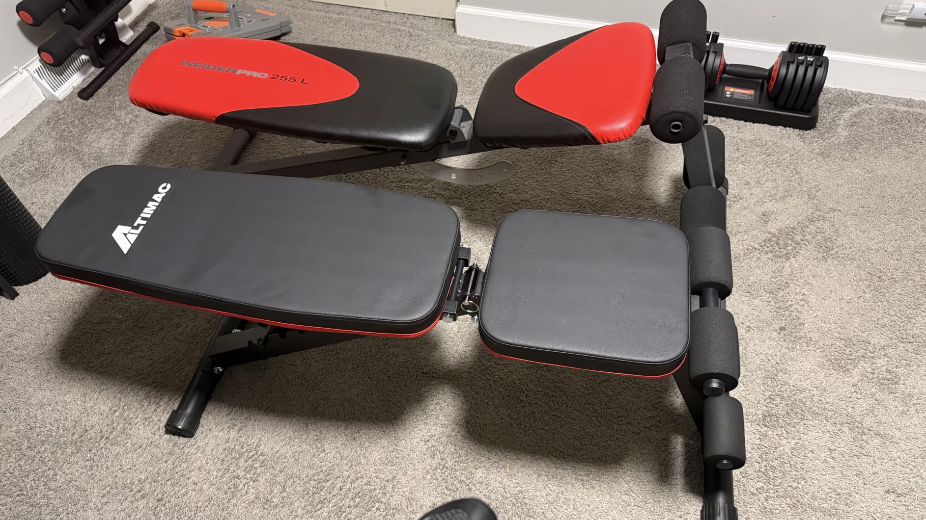 Foldable Weight Bench for Home Gym, Compact Workout Bench for Beginners | Adjustable to Decline, Incline, Flat for Full Body Exercise. Lightweight and Portable. Folds Flat for Apartments, Dorms, RVs. customer photo 1