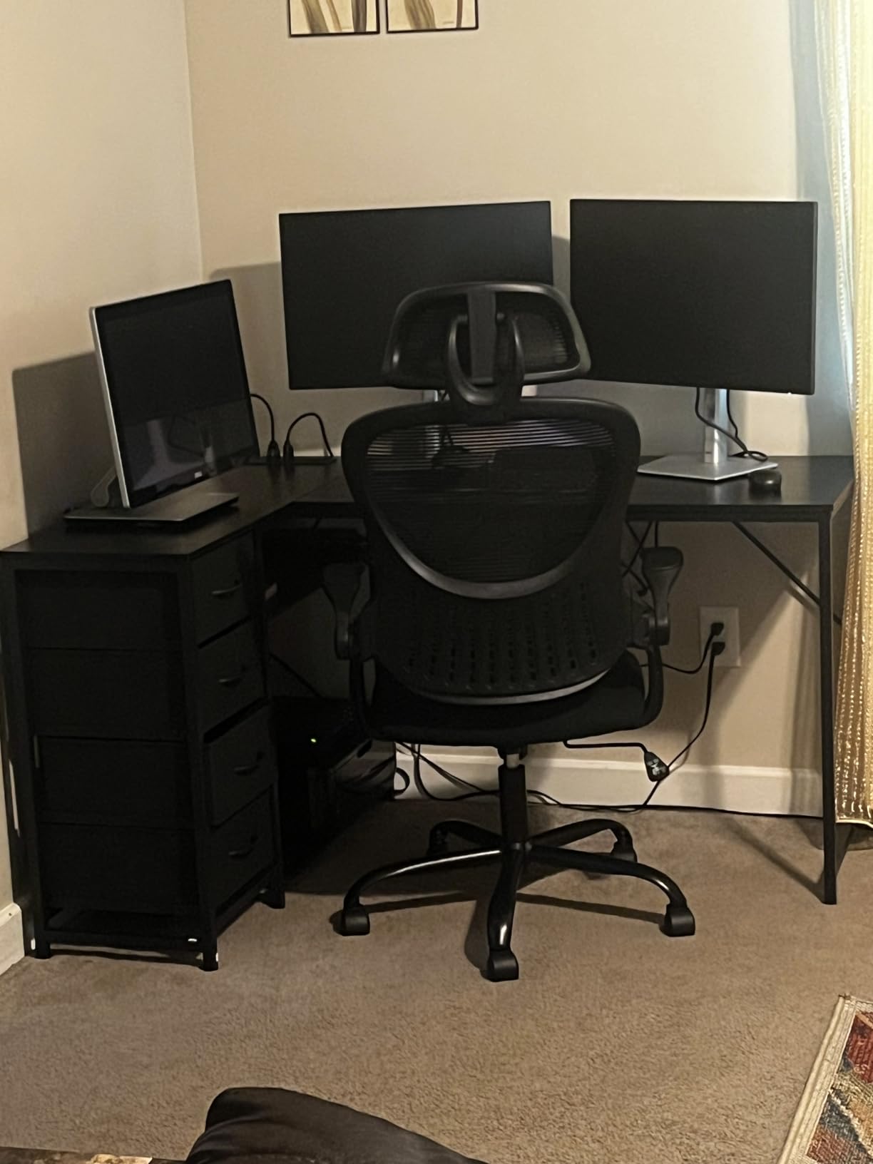 Sweetcrispy Computer Desk Chair, Mesh Office Chair with Lumbar Support | Ergonomic High-Back, Rolling Work, Adjustable Headrests, Flip-up Arms, Home Bedroom Study, Grey customer photo 2