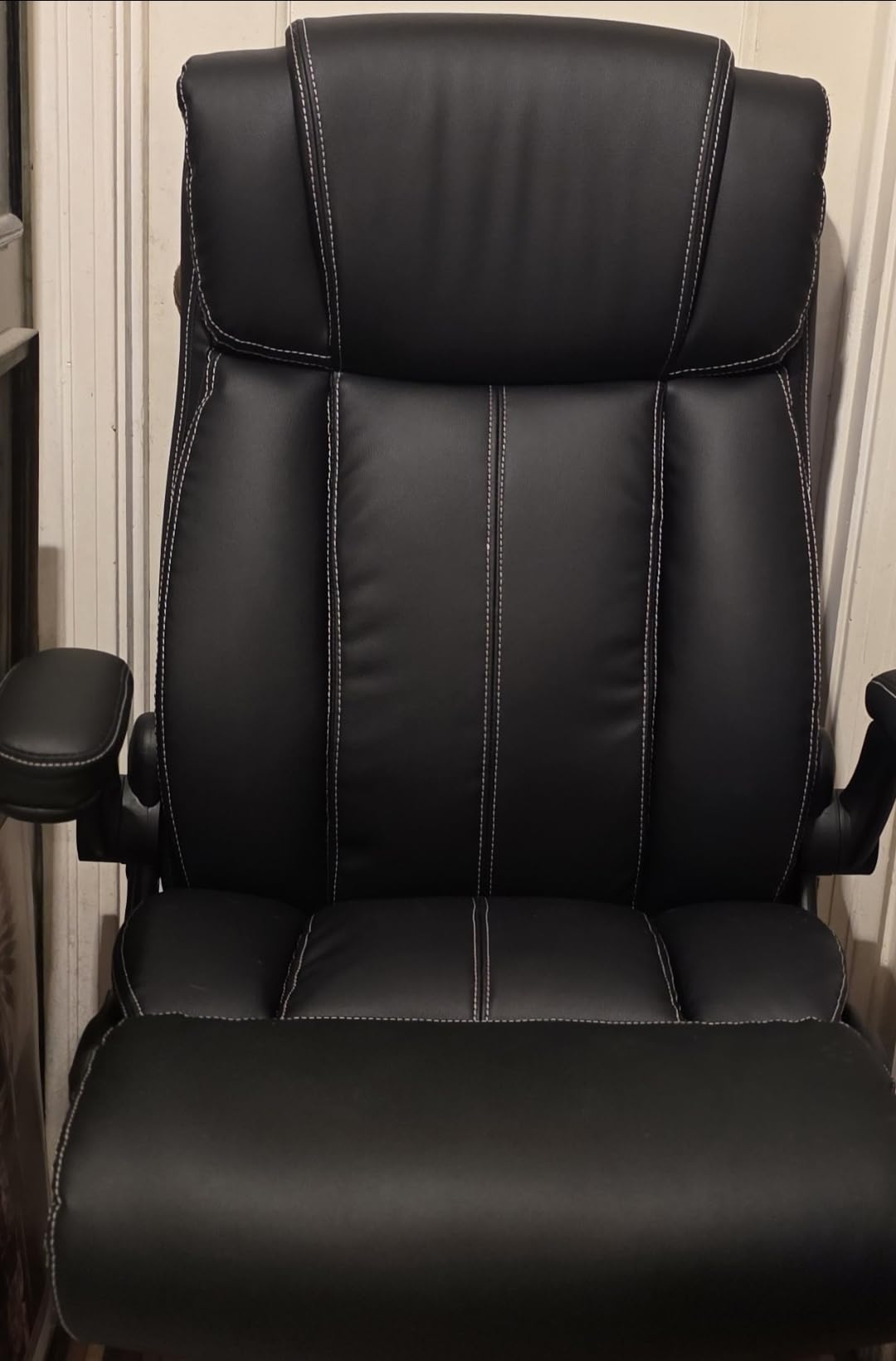 Ergonomic Office Chair, High Back Leather Executive Desk Chair | Inflatable Lumbar Support, Padded Arms for Elbow Comfort, Heavy-Duty Rocking Chair for All-Day Sitting, Plush Wide Seat Brown customer photo 2