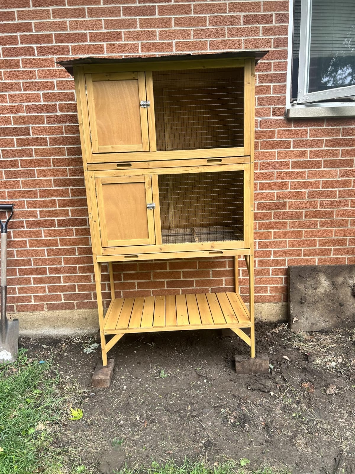 GDLF Wooden Quail Cage Indoor, 2-Tier Quail Coop with Pull-Out Trays, Ventilated Wire Mesh, Access Doors & Storage Shelf customer photo 2