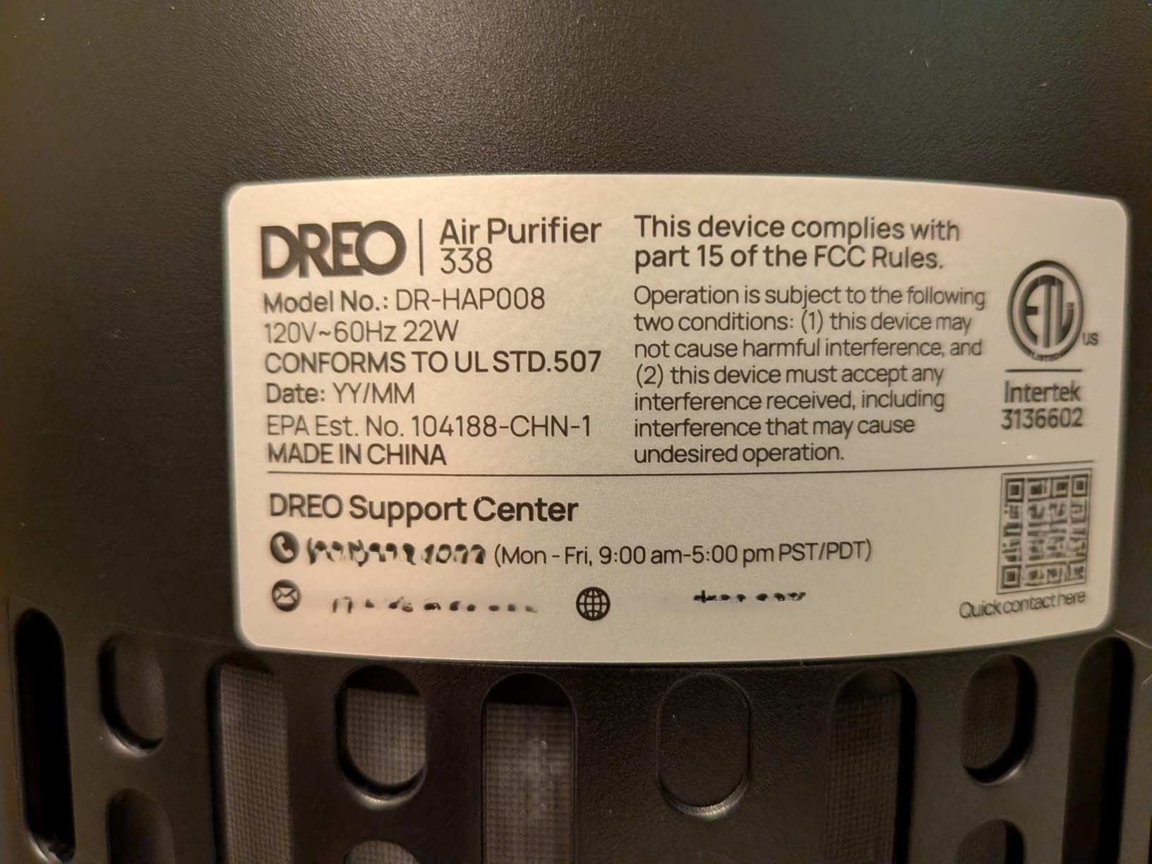 DREO HEPA Air Purifier for Home, AHAM VERIFIDE Air Cleaner for Bedroom, Pets, Smoke, Dust, Pollen & Odors, PM2.5 Monitor, Auto, Turbo & Quiet Sleep Mode, 4 Speeds, Scent Diffuser, DR-HAP008 (Dreo 338) customer photo 2