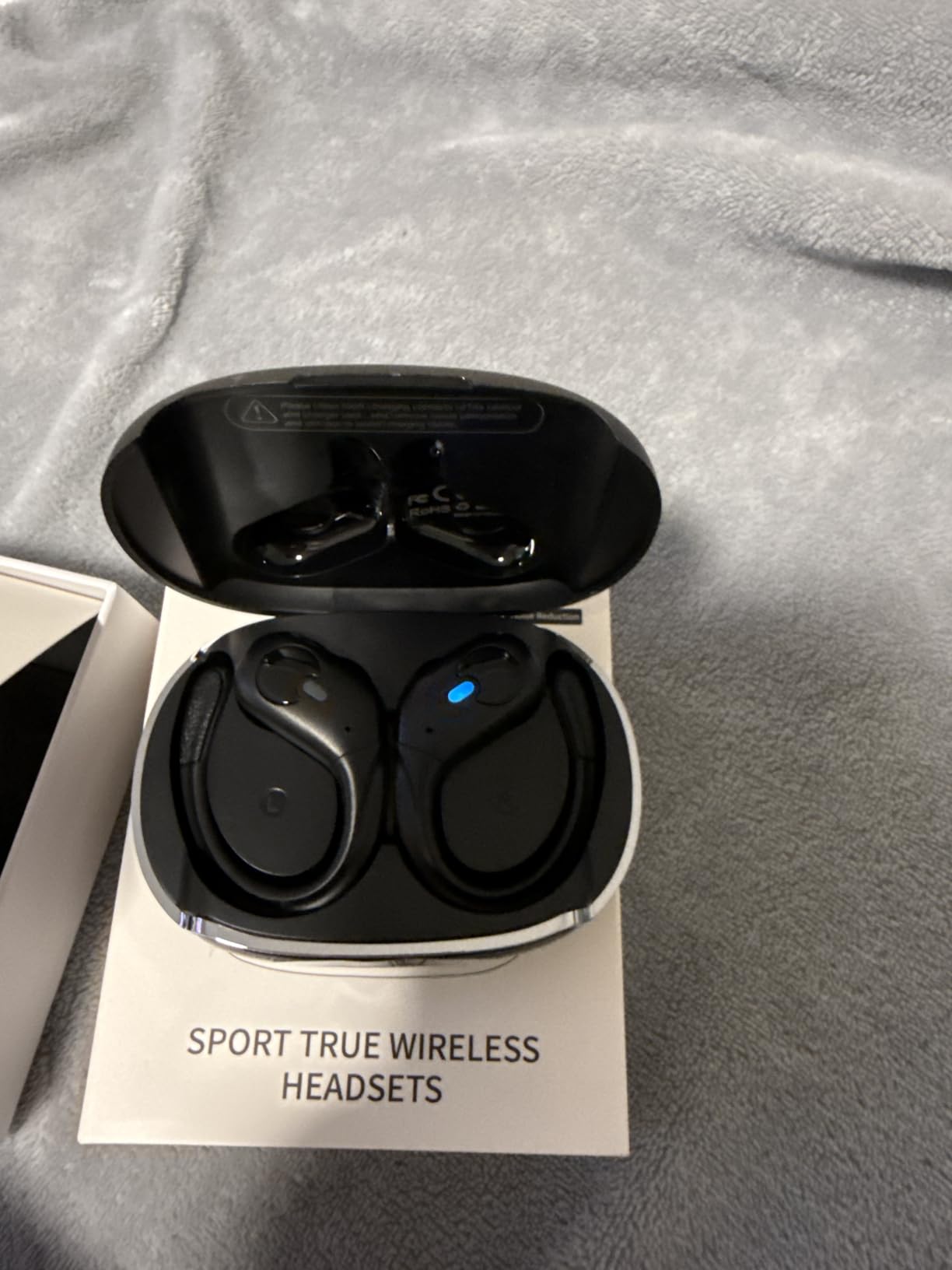 Active Noise Cancelling Ear Buds Wireless Earbuds 90H Playtime Bluetooth Headphones Stereo Bass Over-Ear Hooks Earphones with Power Display Case IPX7 Waterproof Headset for Workout/Running, Black customer photo 1