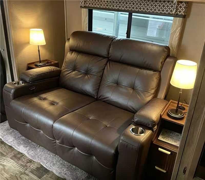 RV Loveseat Recliner Sofa, Wall Hugger Reclining RV Couch with USB | RV Reclining Loveseat with Massage, Pocket, Cup Holder, 150° Recline for RV Furniture, Travel Trailers & Home Theater Seating customer photo 1