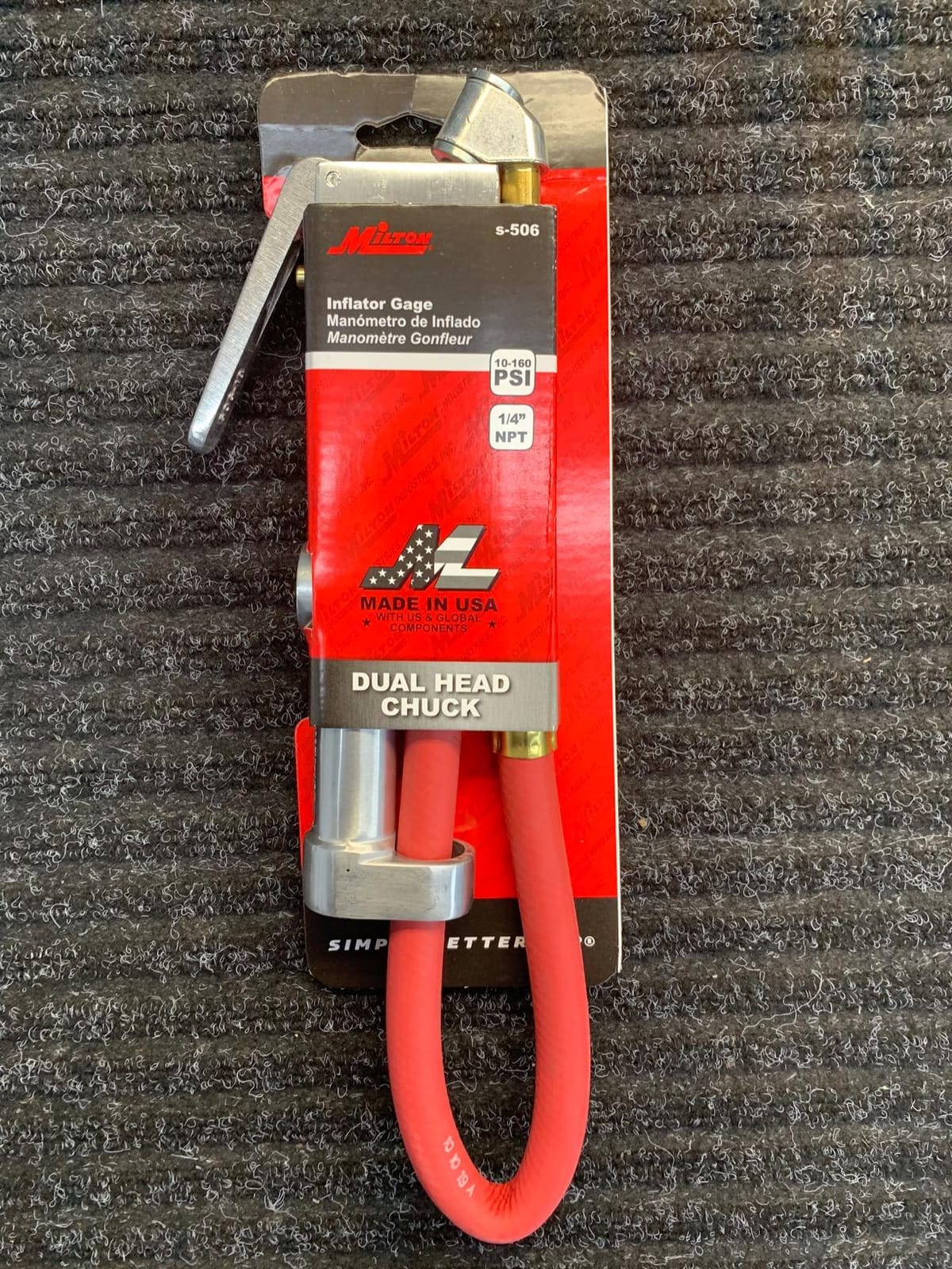 New & Improved - Tire Inflator Gauge with Dual Head Air Chuck 15” Air Hose 10-160 PSI customer photo 1