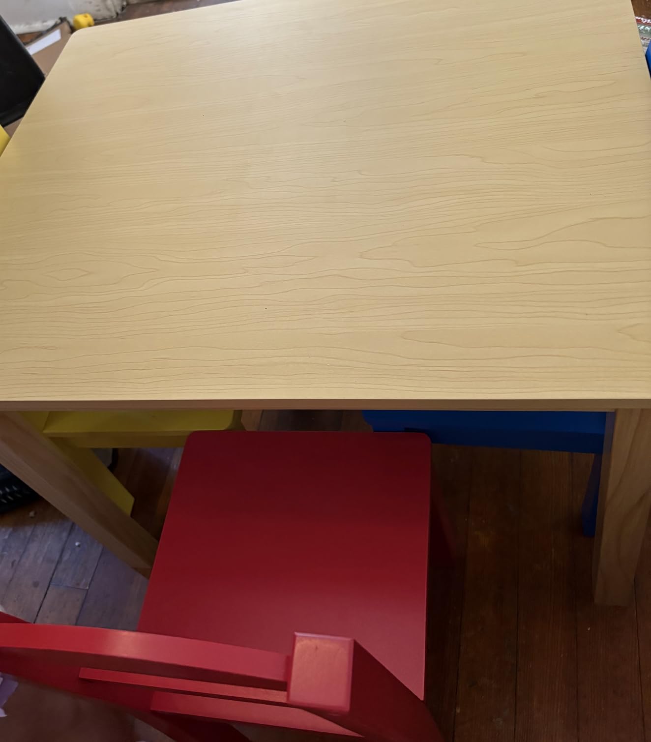 Humble Crew Toddler Table and Chair Set for Kids, Wood Activity Furniture | Sturdy 5 piece playroom or bedroom desk, perfect size for crafts, snacks, homework, and learning, includes 4 matching seats customer photo 2