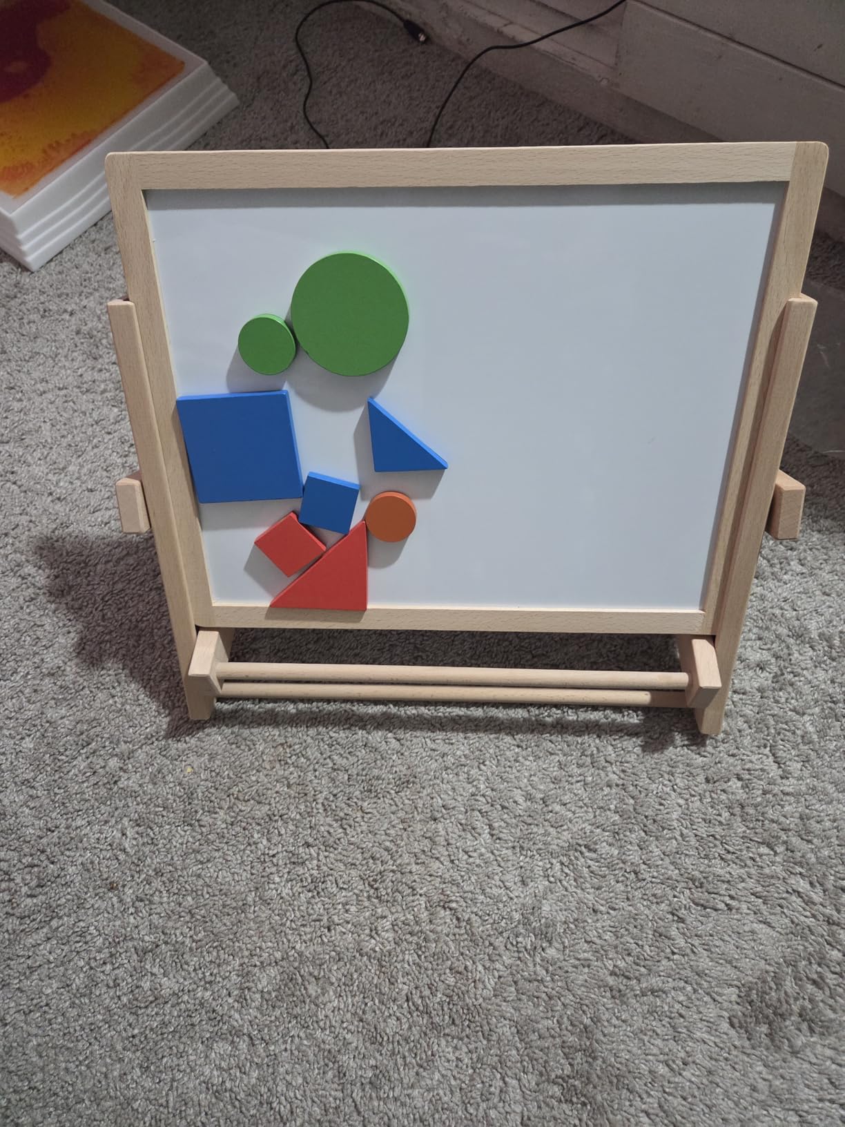 TOWO Wooden Easel for Kids, Foldable Double-Sided Magnetic Board customer photo 1