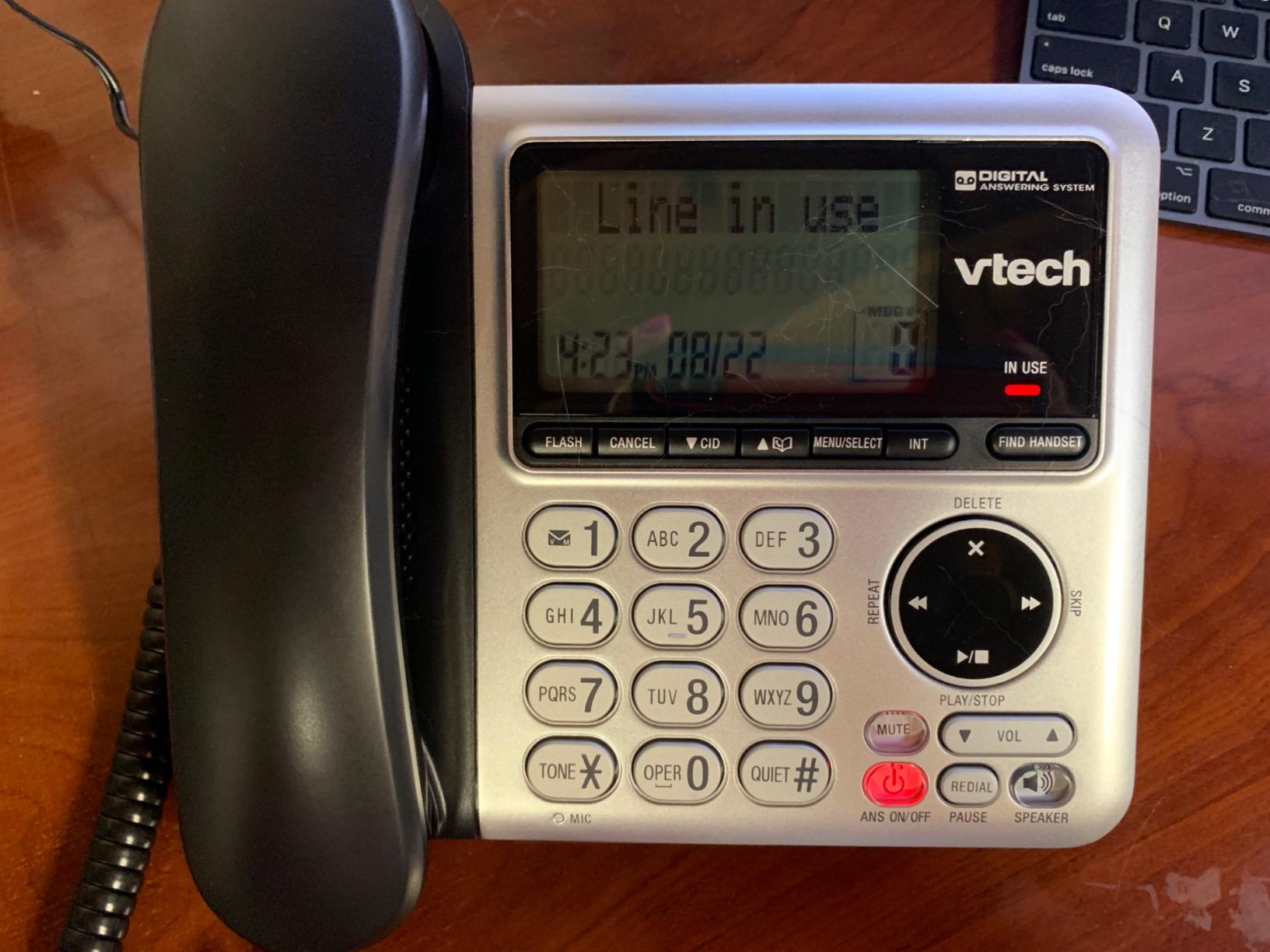 VTech CS6649 DECT 6.0 Expandable Corded/Cordless Phone with Answering System and Caller ID/Call Waiting, Silver/Black with 1 Handset customer photo 1