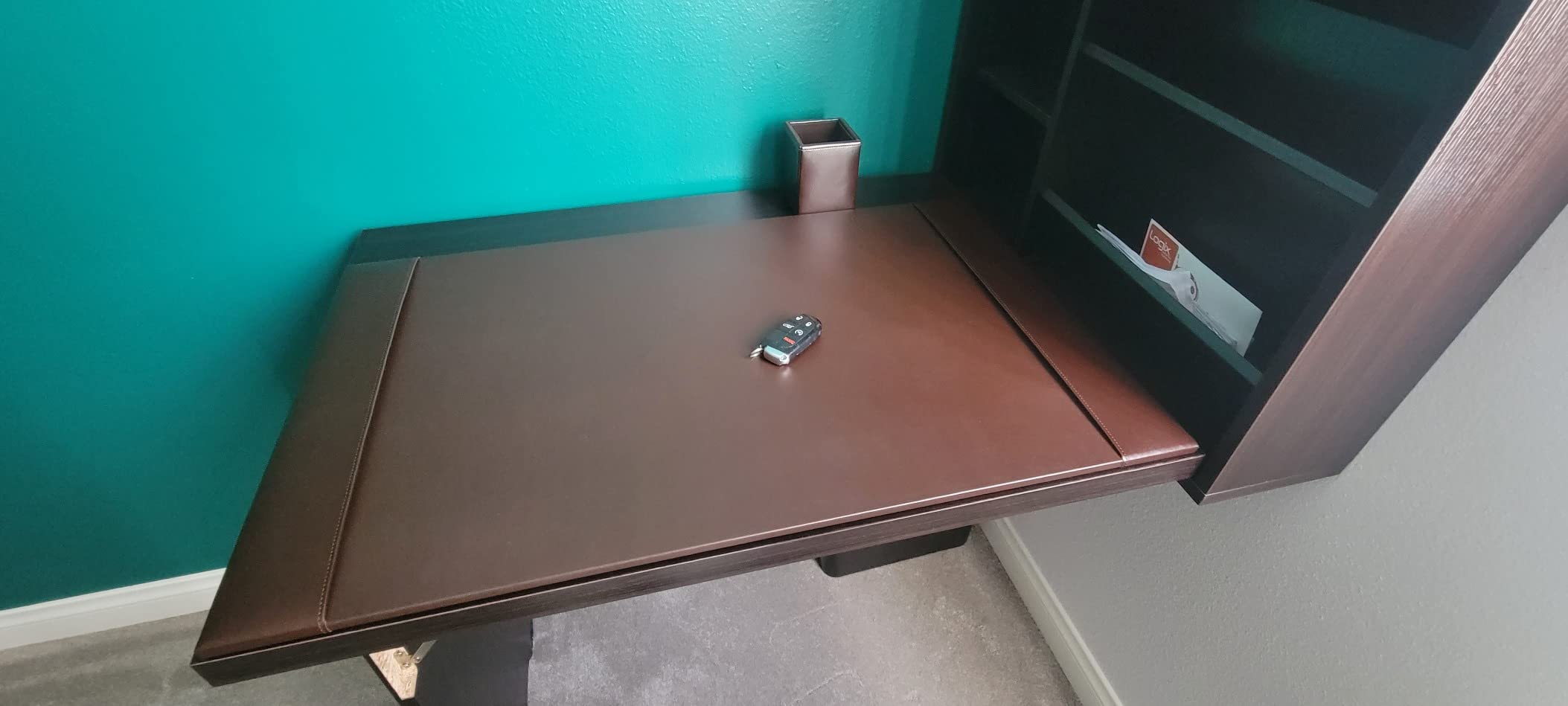 Dacasso Bonded Pad with Side Rails Luxury Leather Desk Blotter for Writing, 30 x 18, Brown customer photo 2