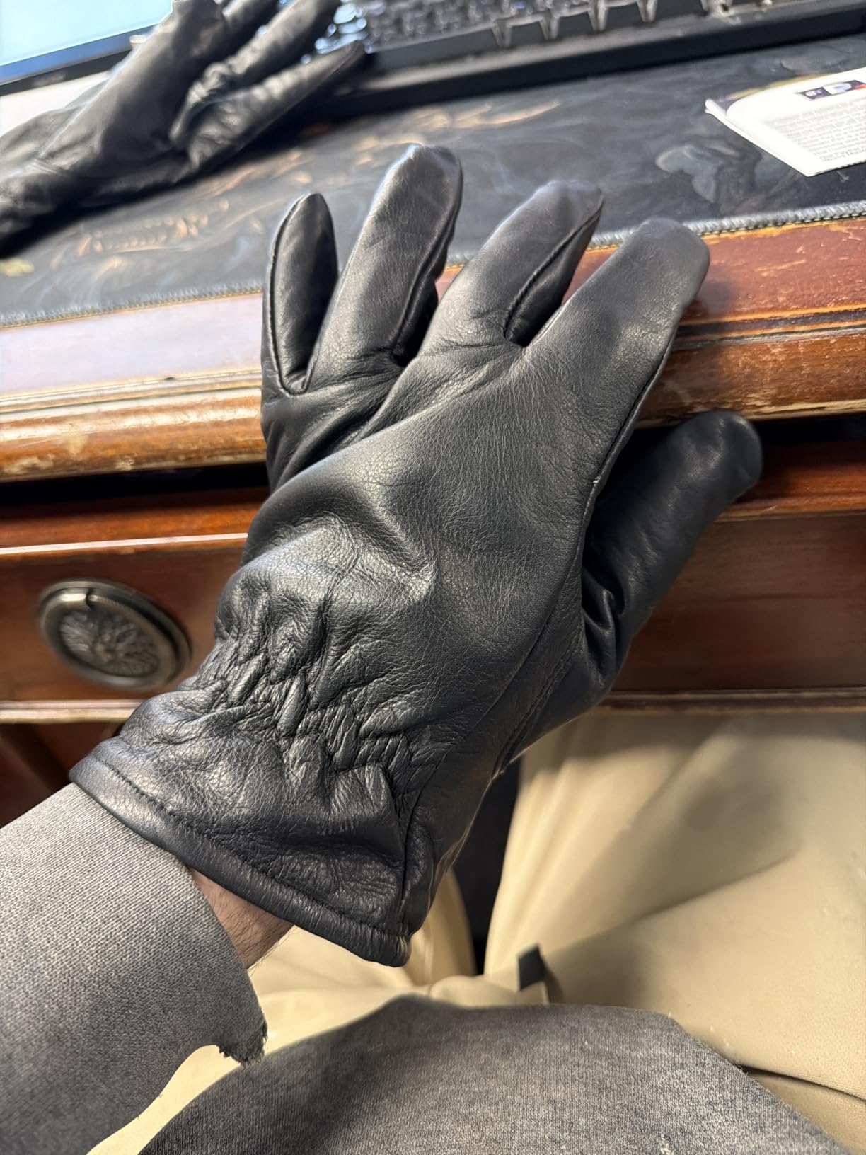 Milwaukee Leather SH734 Men's Black Thermal Lined Leather Motorcycle Gloves w/Cinch Wrist Closure customer photo 2