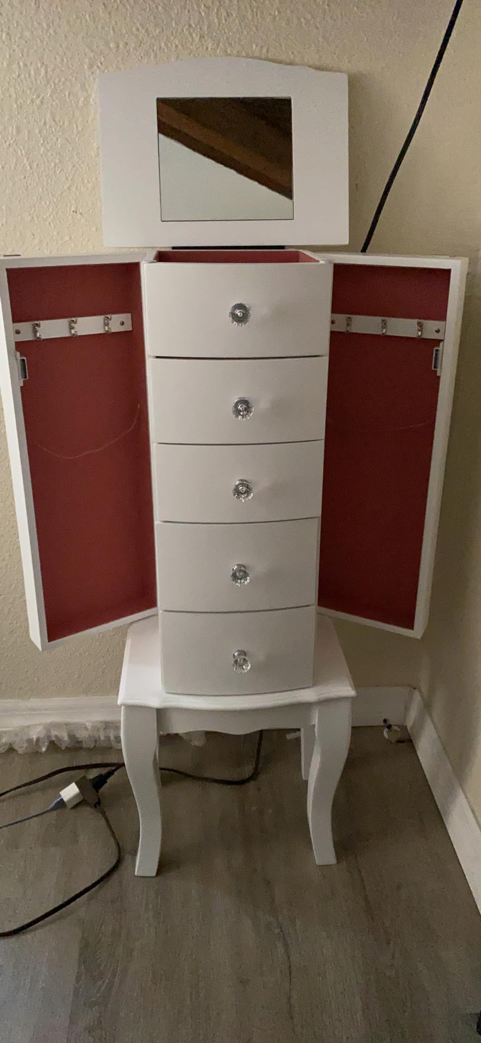 Powell Furniture Jewelry Armoire, White, 13