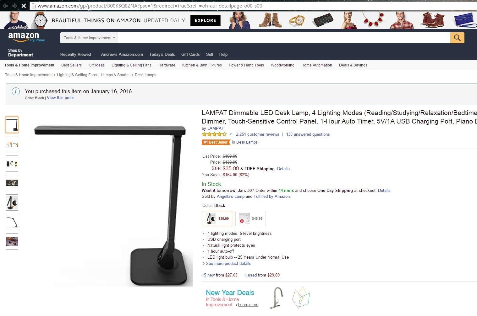 Lampat Dimmable LED Desk Lamp, 4 Lighting Modes (Reading/Studying/Relaxation/Bedtime), 5-Level Dimmer, Touch-Sensitive Control Panel, 1-Hour Auto Timer, 5V/1A USB Charging Port, Piano Black customer photo 2