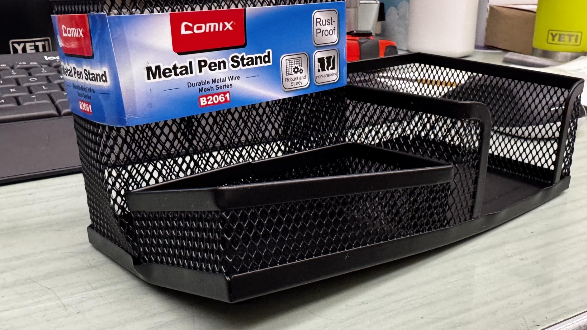 Comix Mesh Pen Holder, Desk Organizer for Home Office, Black customer photo 2