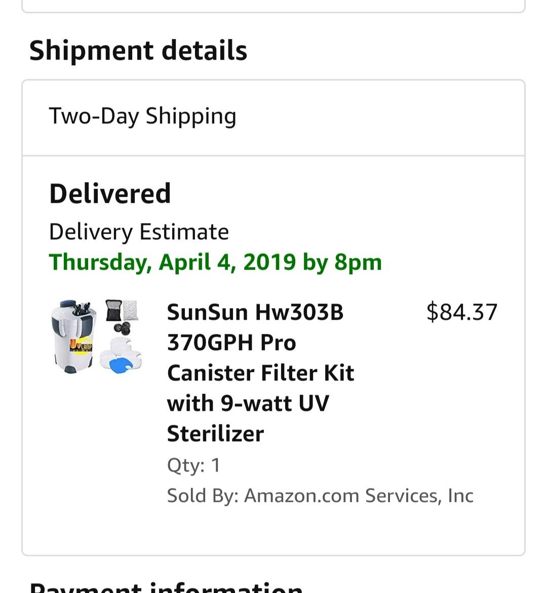SunSun Hw303B 370GPH Pro Canister Filter Kit with 9-watt UV Sterilizer customer photo 2
