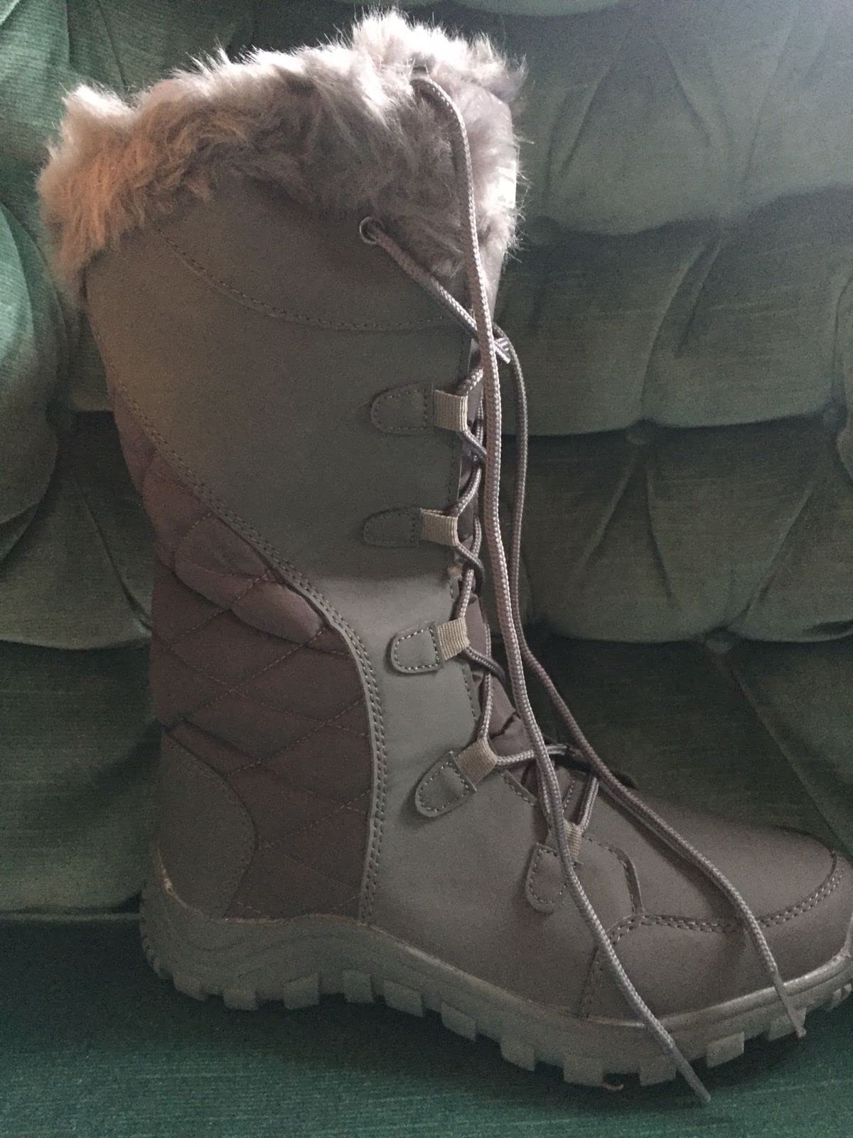 POLAR Womens Quilted Faux Fur Cuff Winter Duck Rubber Sole Durable Snow Rain Outdoor Boots customer photo 1