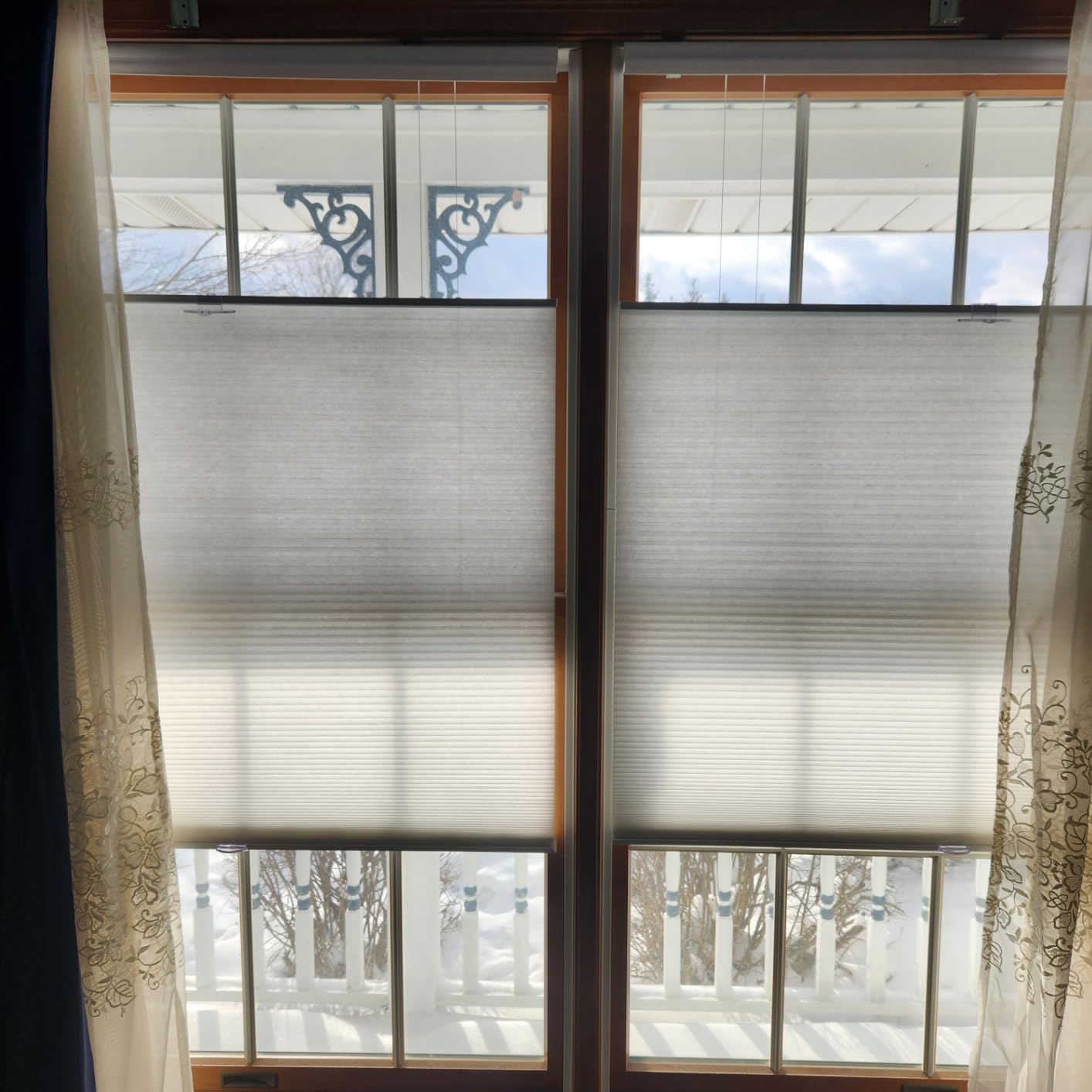 Cordless Cellular Pleated Shades, 35 x 64 in, White, Light Filtering customer photo 1