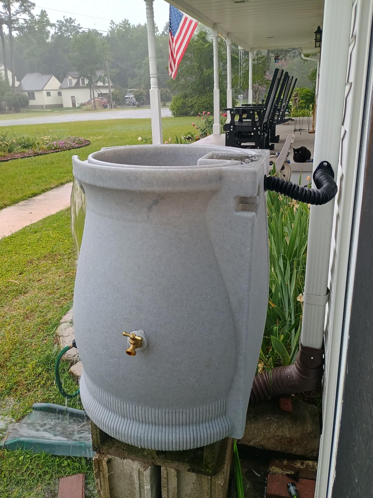 Good Ideas Rain Wizard Urn Shaped Water Collection Barrel, 50 Gallon | Light Granite- Plastic Resin Rain Barrel, Rainwater Collector with Self-Draining Planter Top & Meshed Screen to Block Debris customer photo 1