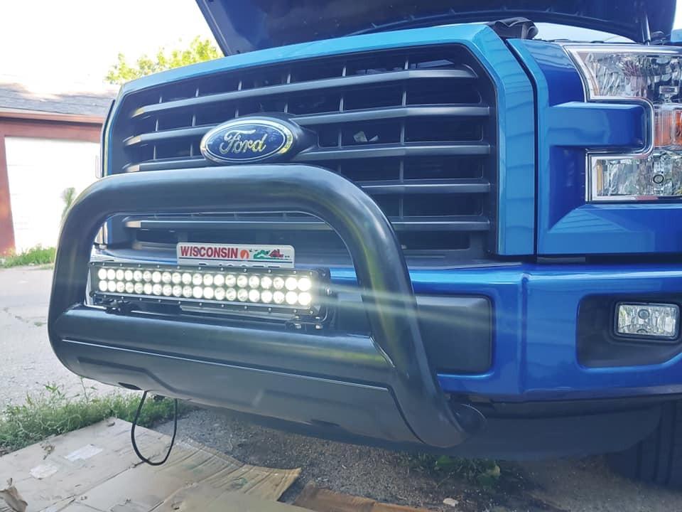 Barricade Off-Road 3.5 Inch Bull Bar | Front Bumper Guard with Skid Plate | Stainless Steel Tubular Design | Black Painted Finished | Compatible with 2004–2020 Ford F-150 (Excludes Raptor Models) customer photo 1