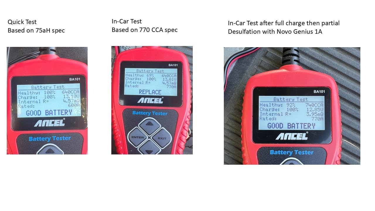 ANCEL BA101 Car Battery Tester, 12V Digital Automotive Alternator Meter Diagnostic Tool,100-2000 CCA Load Capacity, Charging & Cranking Analyzer for Truck, Boat, RV, Marine Vehicle, and More customer photo 1