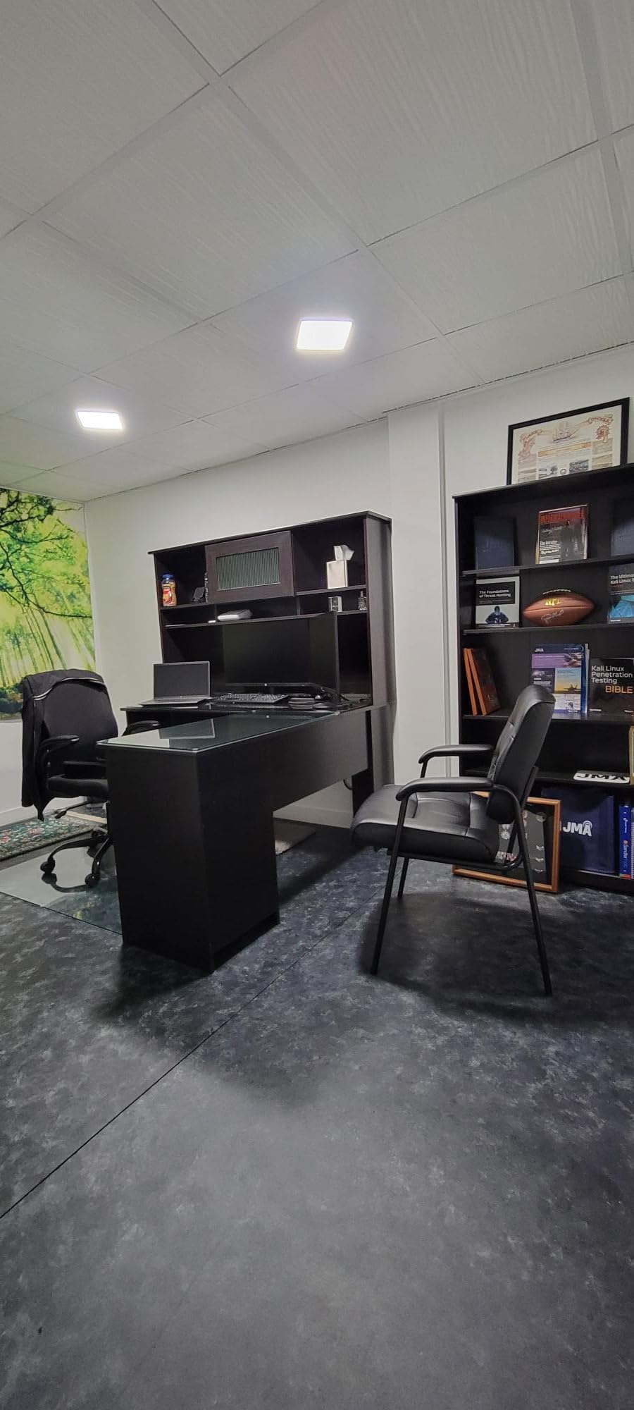 Amazon Basics Classic Faux Leather Office Desk Chair with Armrests, Metal Frame, Black, 27.4D x 23.6W x 35.8H in customer photo 2