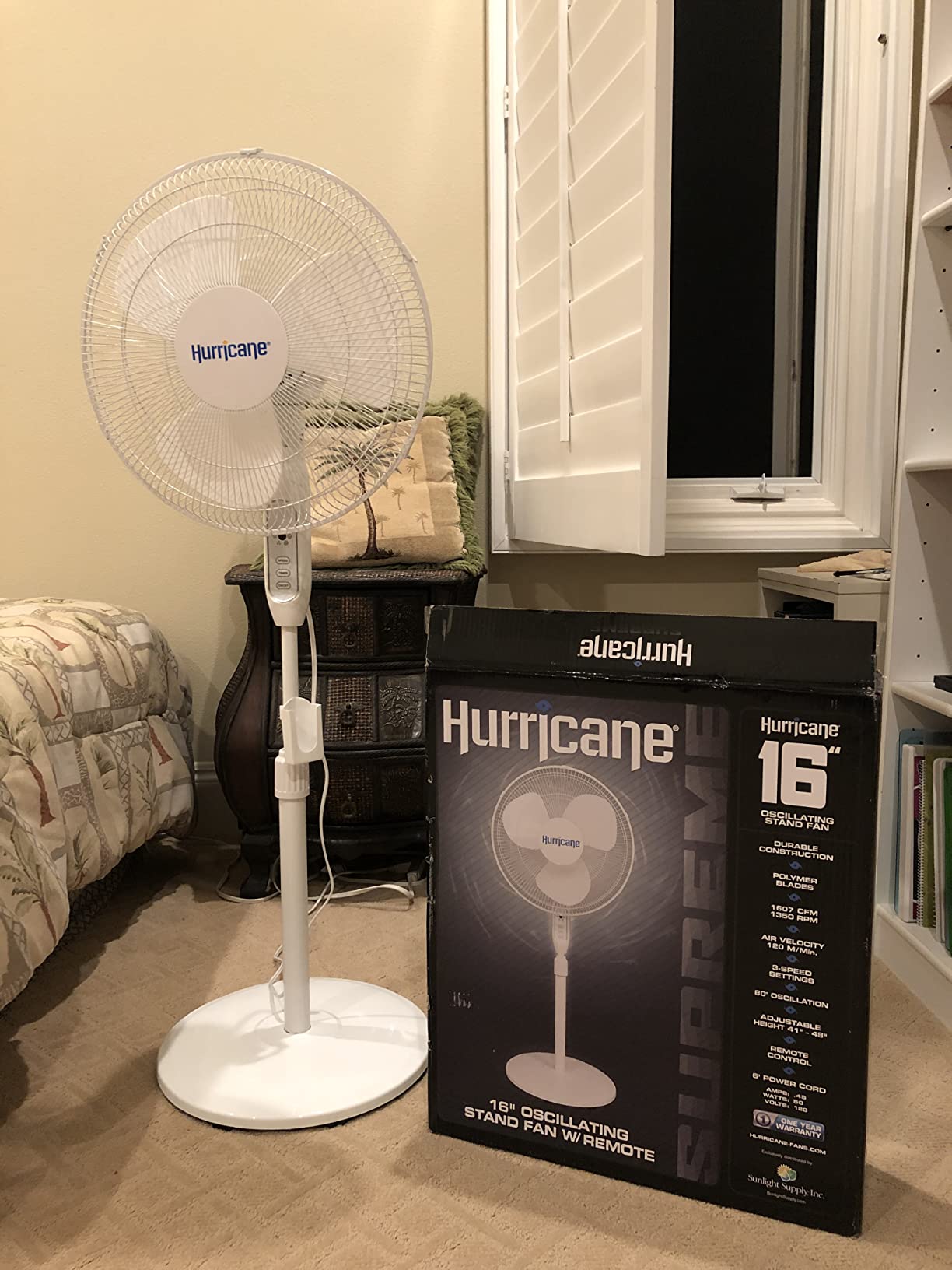 Hurricane Supreme Oscillating Pedestal Fan w/ Remote for Home, White, 16 in customer photo 2