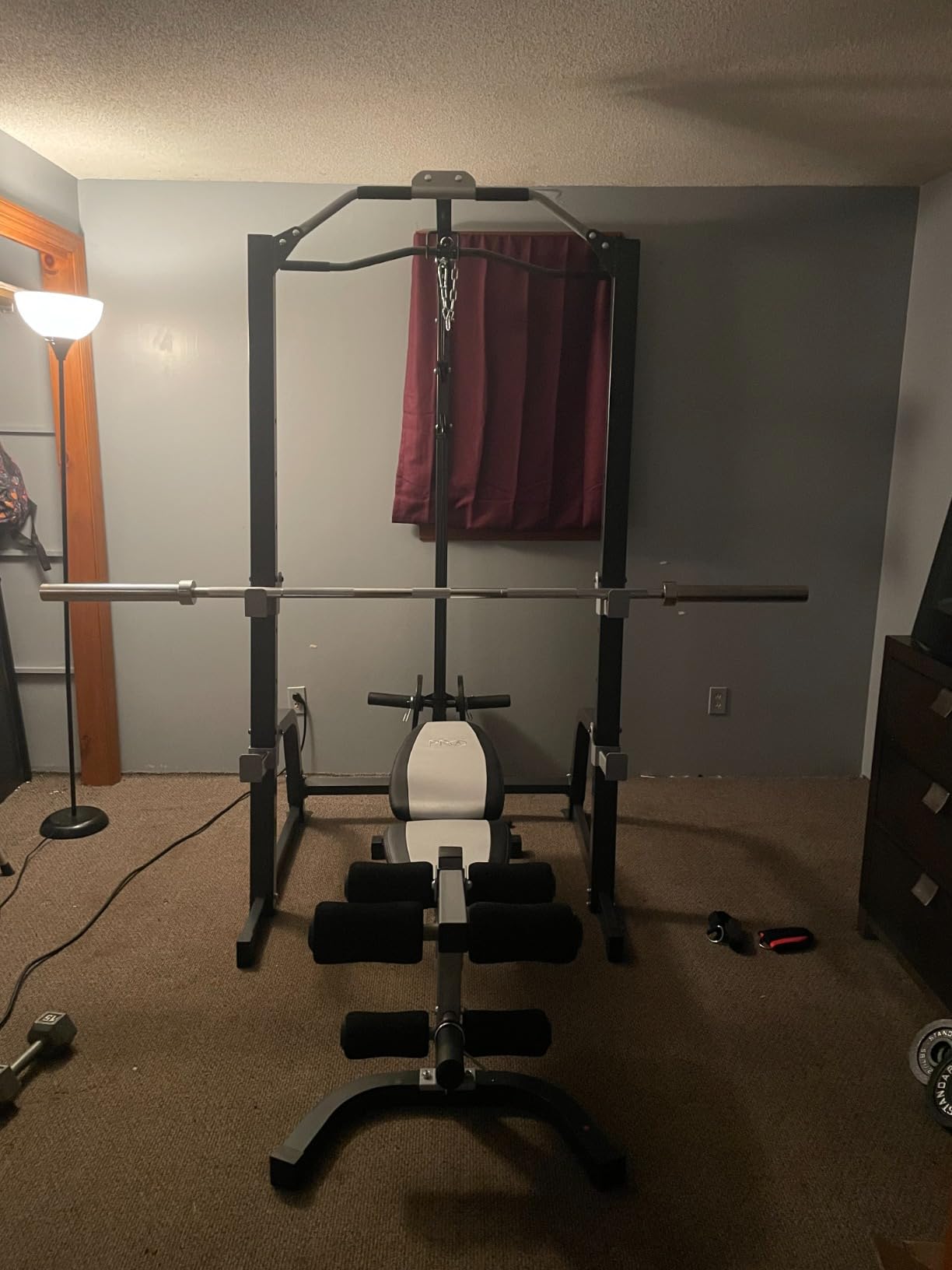 Marcy Pro Deluxe Cage System with Weightlifting Bench All-in-One Home Gym Equipment PM-5108 customer photo 1