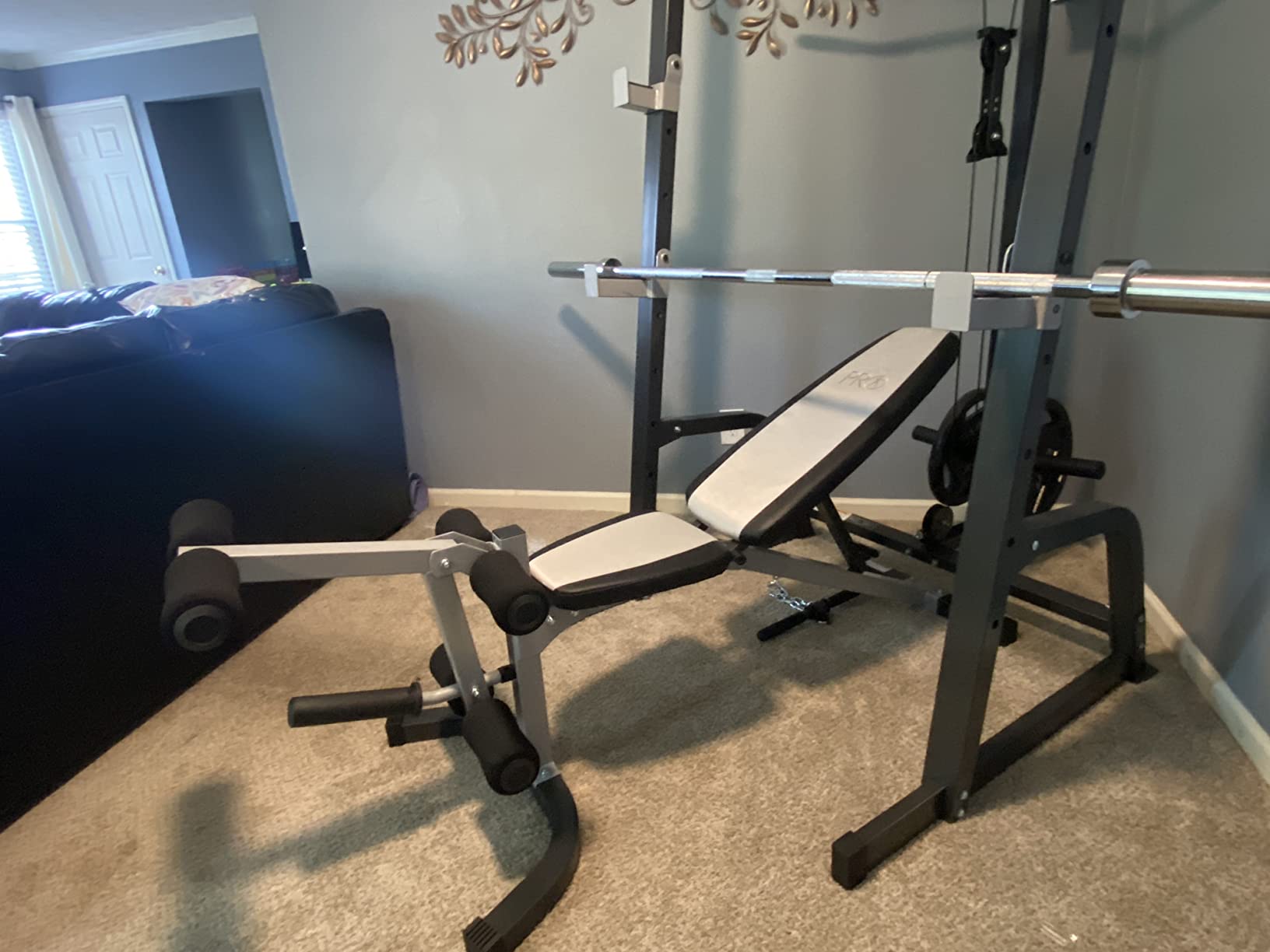 Marcy Pro Deluxe Cage System with Weightlifting Bench All-in-One Home Gym Equipment PM-5108 customer photo 2
