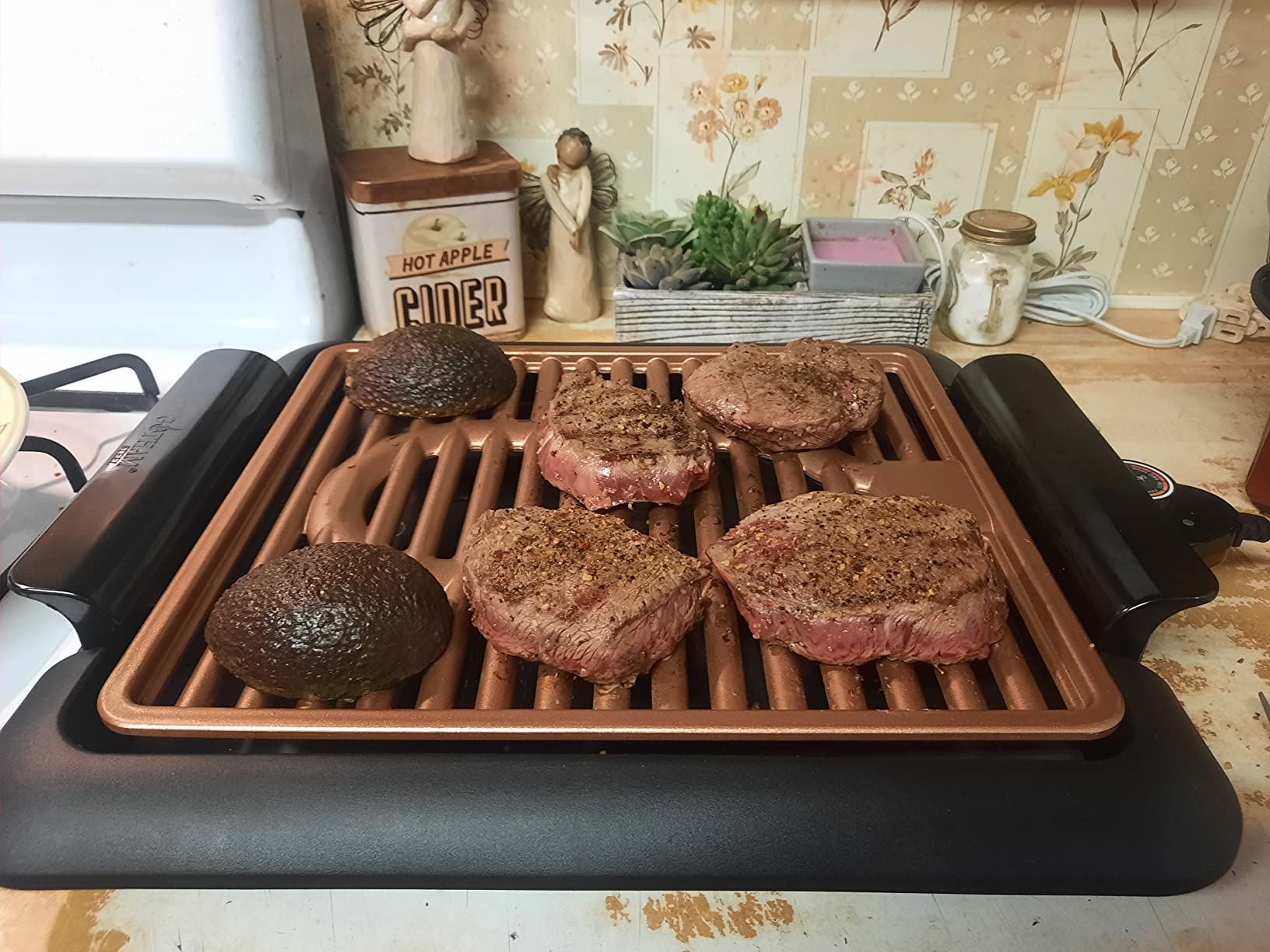 Gotham Steel Smokeless Indoor Grill with Ceramic Coating & Adjustable Heating, Electric Removable Grill/Griddle Plate, Nonstick, Healthy & Toxin Free customer photo 1