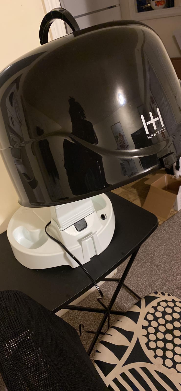 Annie Hot & Hotter Super Large Ceramic Ionic Hood Dryer – Professional Salon Hair Dryer with Adjustable Height, 3 Heat & Speed Settings, Portable Hooded Dryer for Rollers, Deep Conditioning & Styling customer photo 1