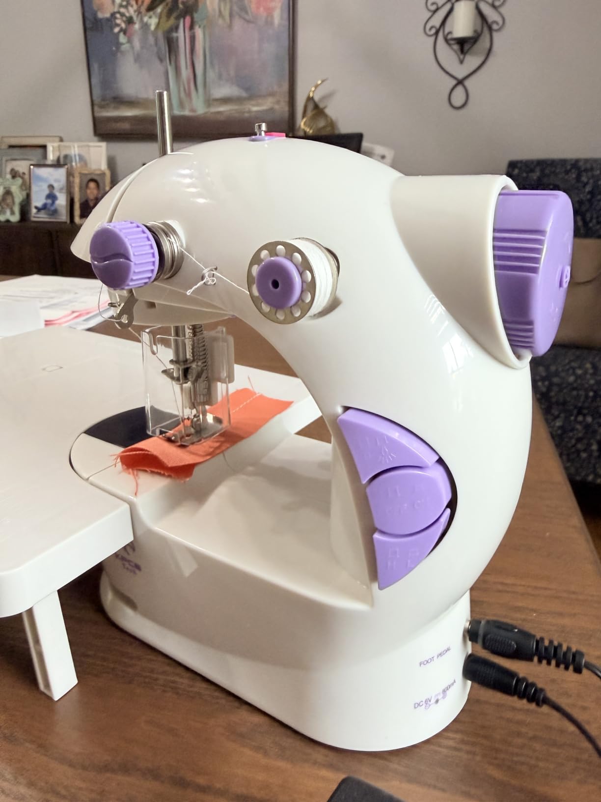 Sewing Machine for Beginners with Fabrics & Finger Guard, Mini Size | Beginner Sewing Machines, Fabric Bundles & 42PCS Kits, Small & Portable, Dual Speed, Foot Pedal, US Adapter & Extension Table customer photo 1