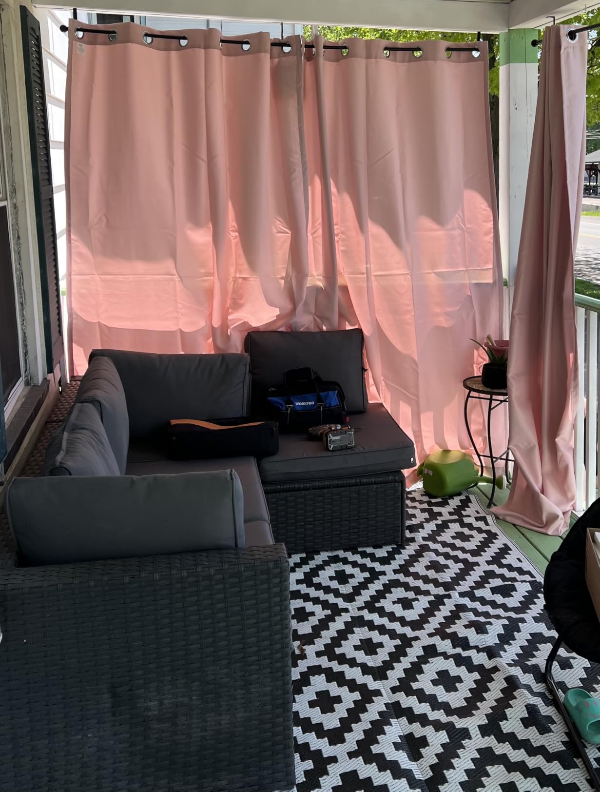 TOWN & COUNTRY BASICS Cabana Solid Heavyweight Indoor Outdoor Curtains, Light Filtering Opacity with Grommet Top, Water Repellent, 2-Pack Set, 54