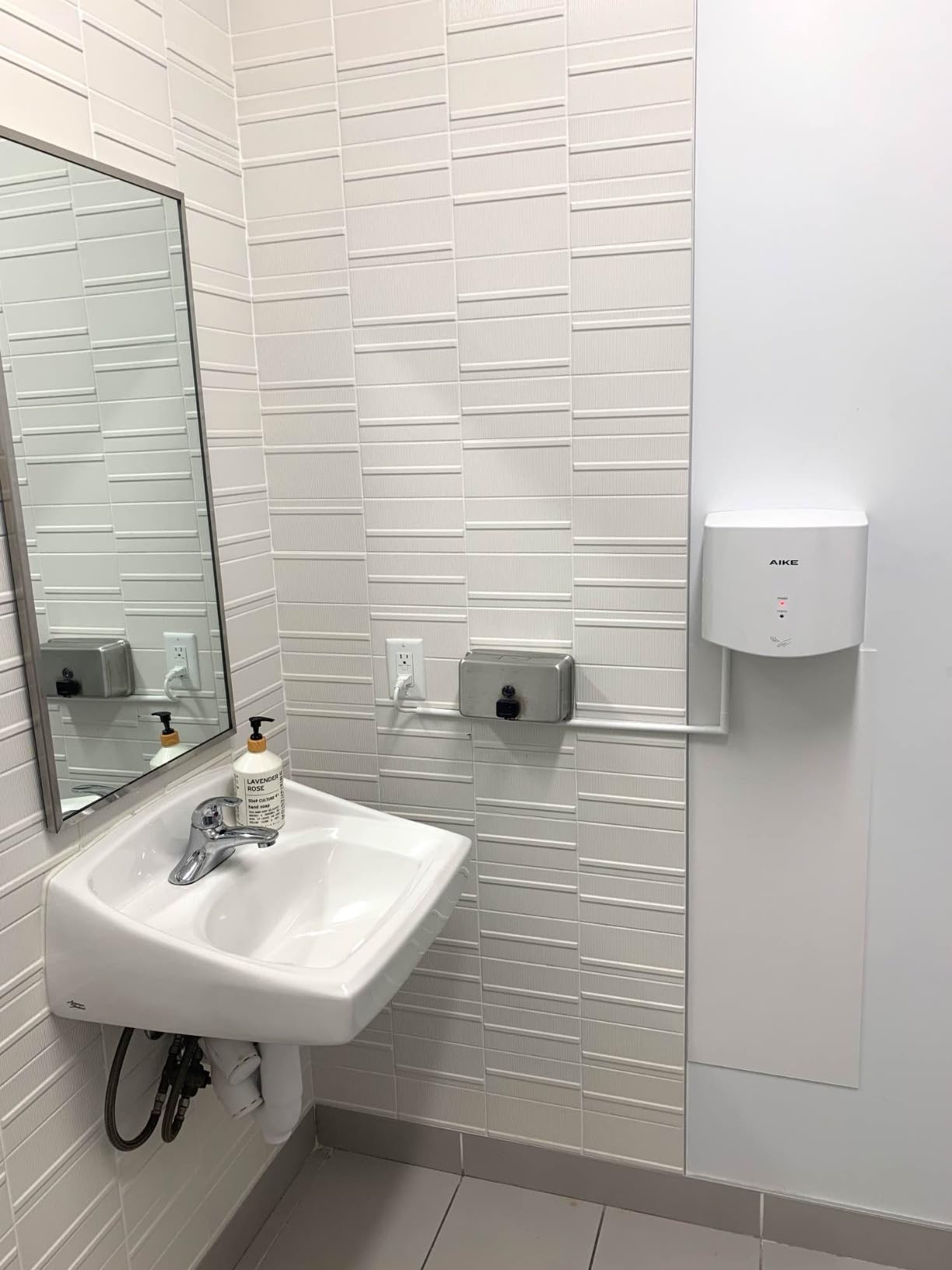 AIKE Air Wiper Compact Hand Dryer for Bathrooms, 110V Model AK2630S Silver | Blade Air 15S Dry Time, 1400W High Speed Jet Dryer, Compact Design and Easy Install for Home Bathroom, Small Business customer photo 1