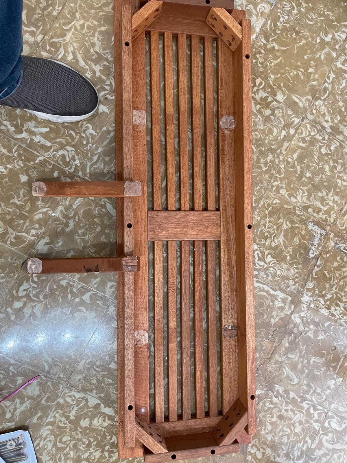 Furinno TIOMAN Outdoor Bench, Promo Backless Garden Bench, for Patio, Garden, Porch, 12 x 39 x 19, Natural customer photo 2