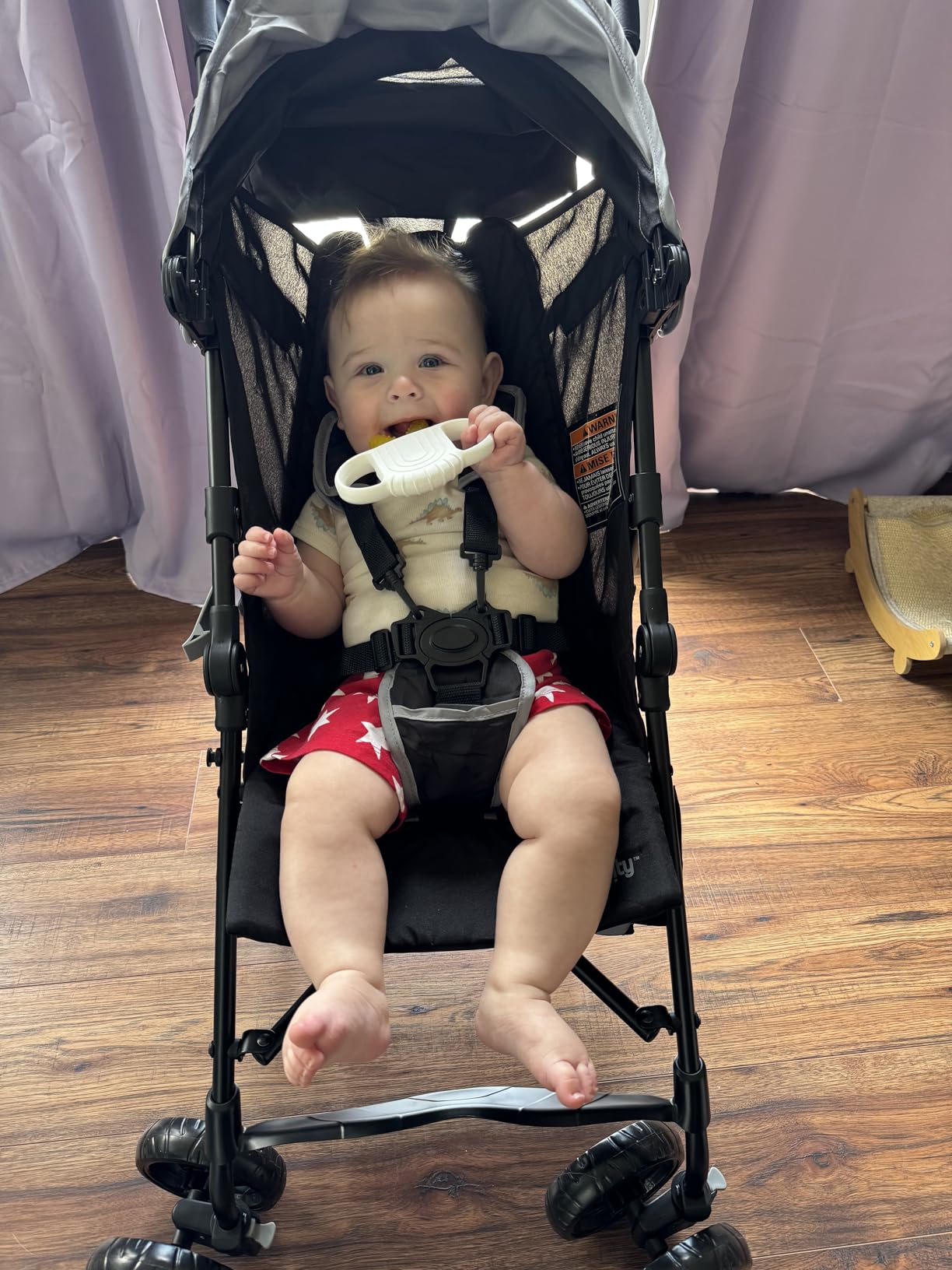 Ingenuity 3D Mini Convenience Stroller – Lightweight Stroller with Compact Fold, Multi-Position Recline, Canopy with Pop Out Sun Visor and More – Umbrella Stroller for Travel and More, Gray customer photo 2