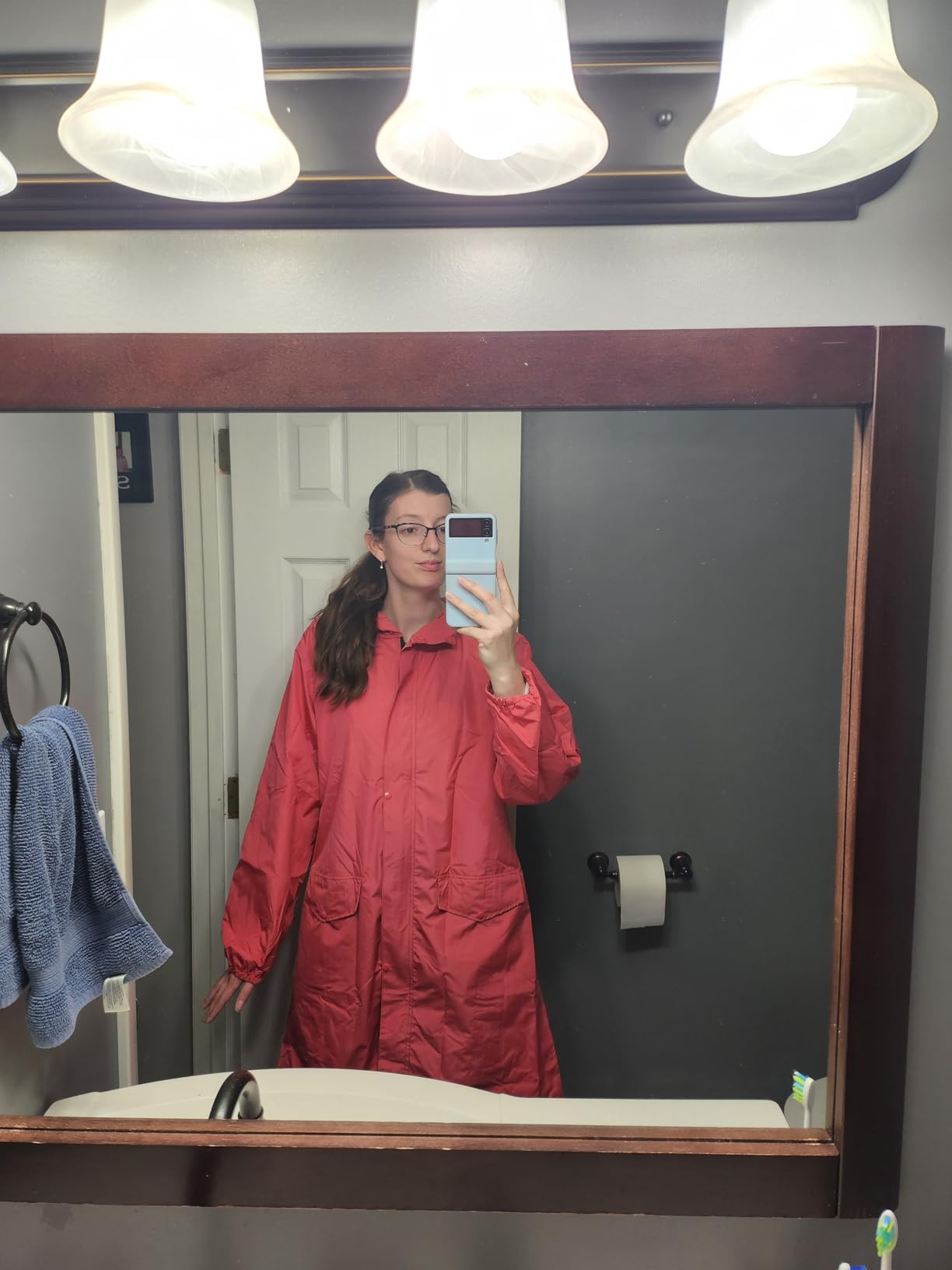 SaphiRose Women's Lightweight Packable Waterproof Long Rain Jacket customer photo 2