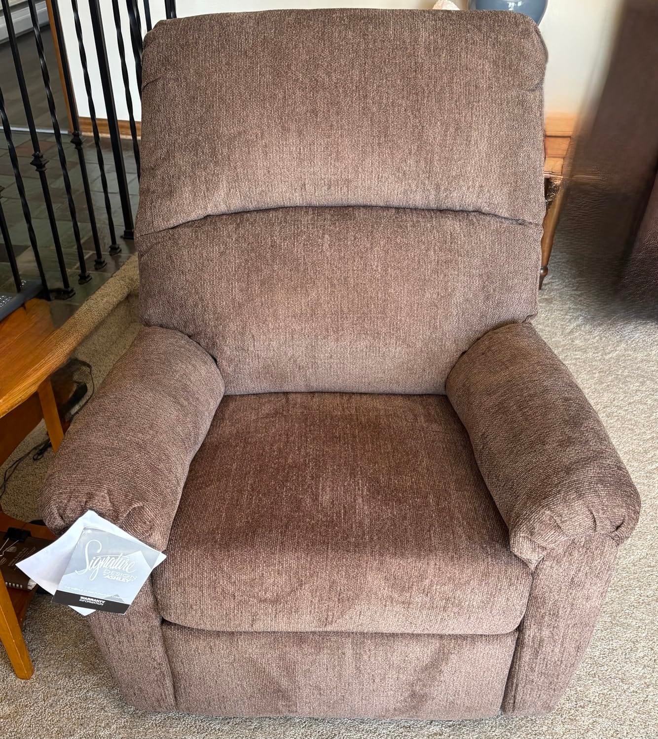 Signature Design by Ashley Nerviano Contemporary Wall Hugger Recliner with Pillow-Top Armrest, Dark Brown customer photo 1