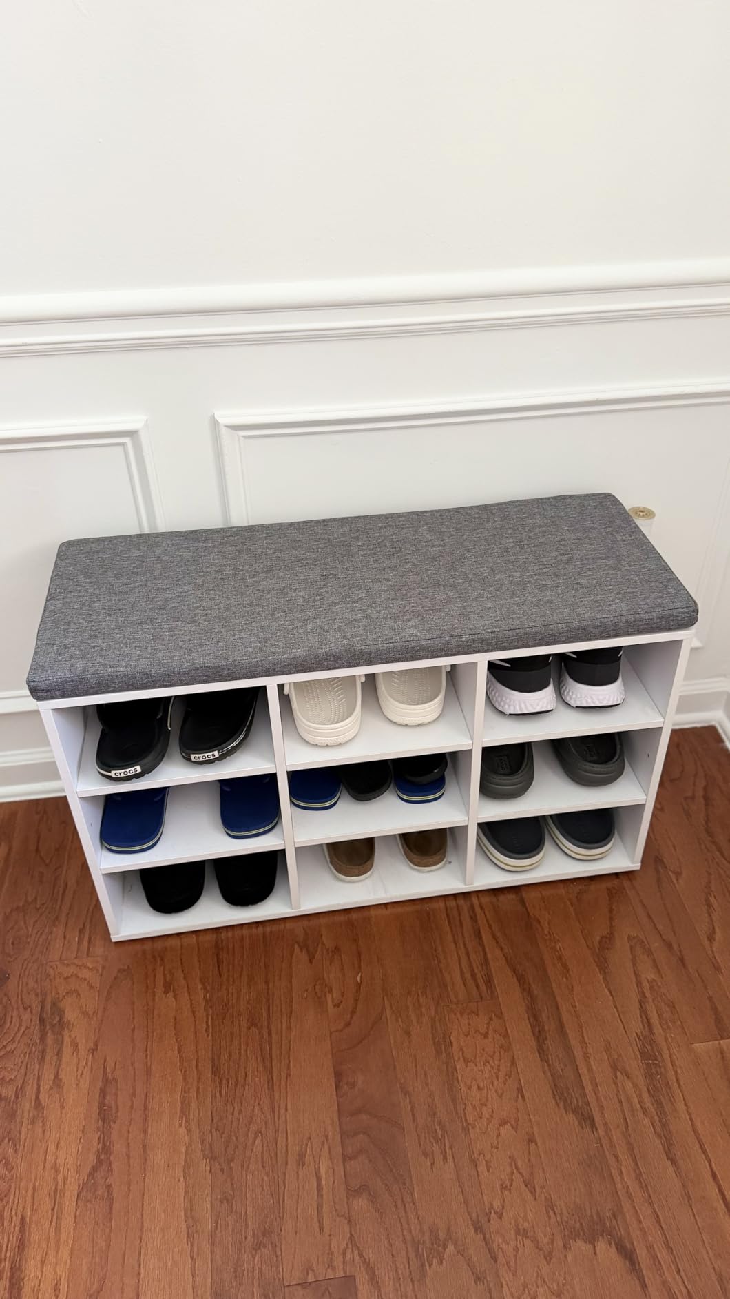 VASAGLE Shoe Bench with Cushion, 15 Compartments, 11.8 x 41.3 x 18.9 Inches customer photo 1