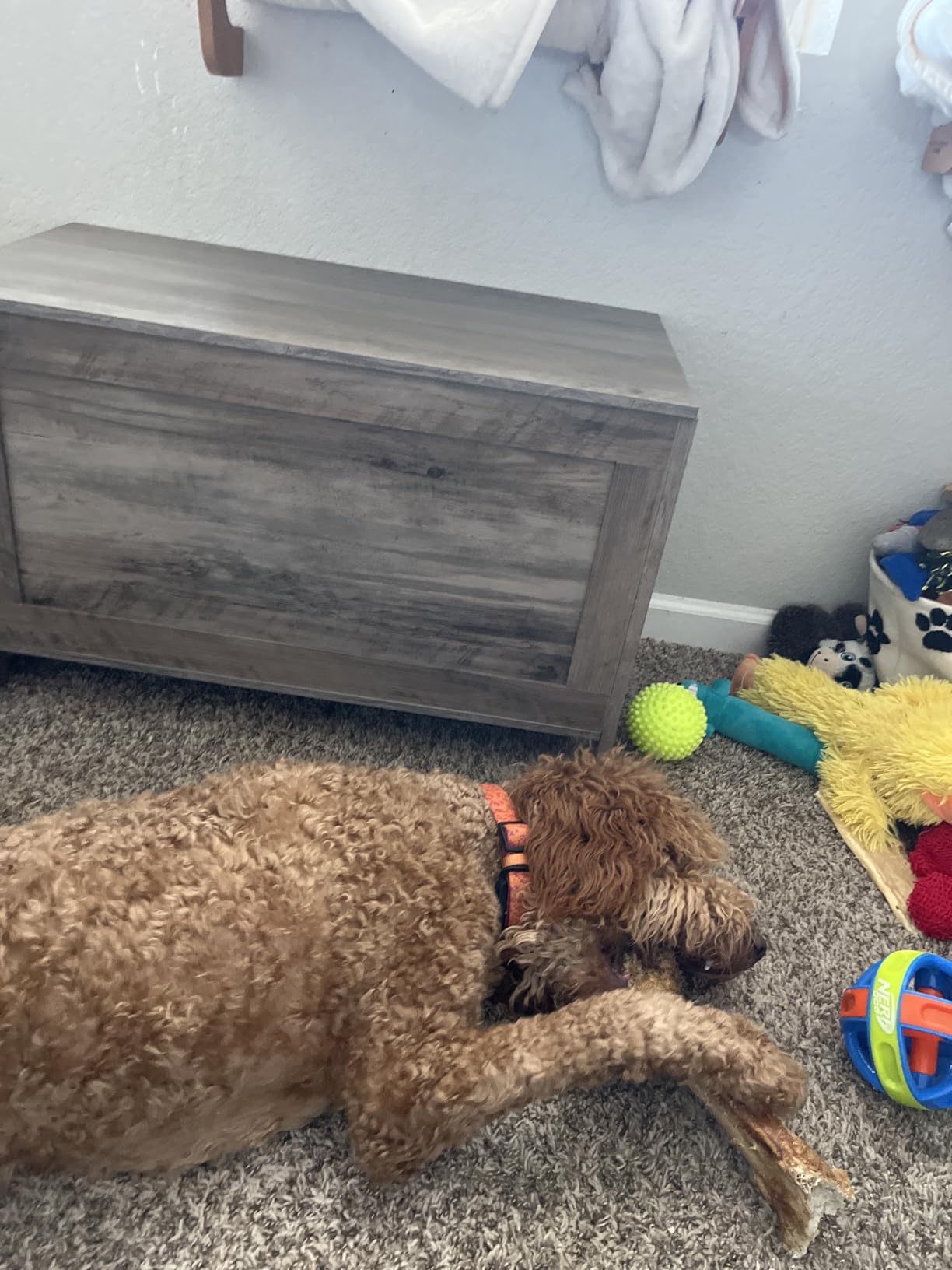HOOBRO Toy Box, Retro Wooden Look Storage Chest with Safety Hinge, Entryway Storage Bench Supports 330 lb, 29.9 x 15.7 x 18.9 Inches Toy Chest Organizer, Easy Assembly (Rustic Brown) BF75CW01G2 customer photo 2