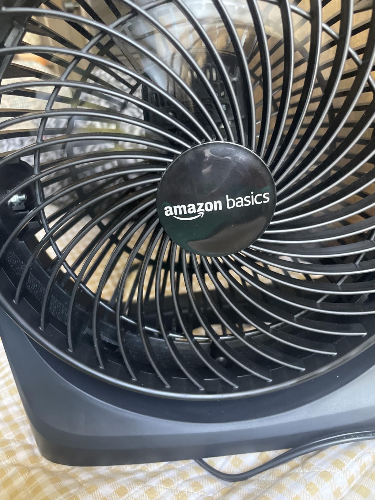 Amazon Basics Air Circulator Desk Fan for Bedroom, Home and Office, 90-Degree Tilt Head, 3 Speed Settings, Cooling, 35 Watts, Black, 11.1