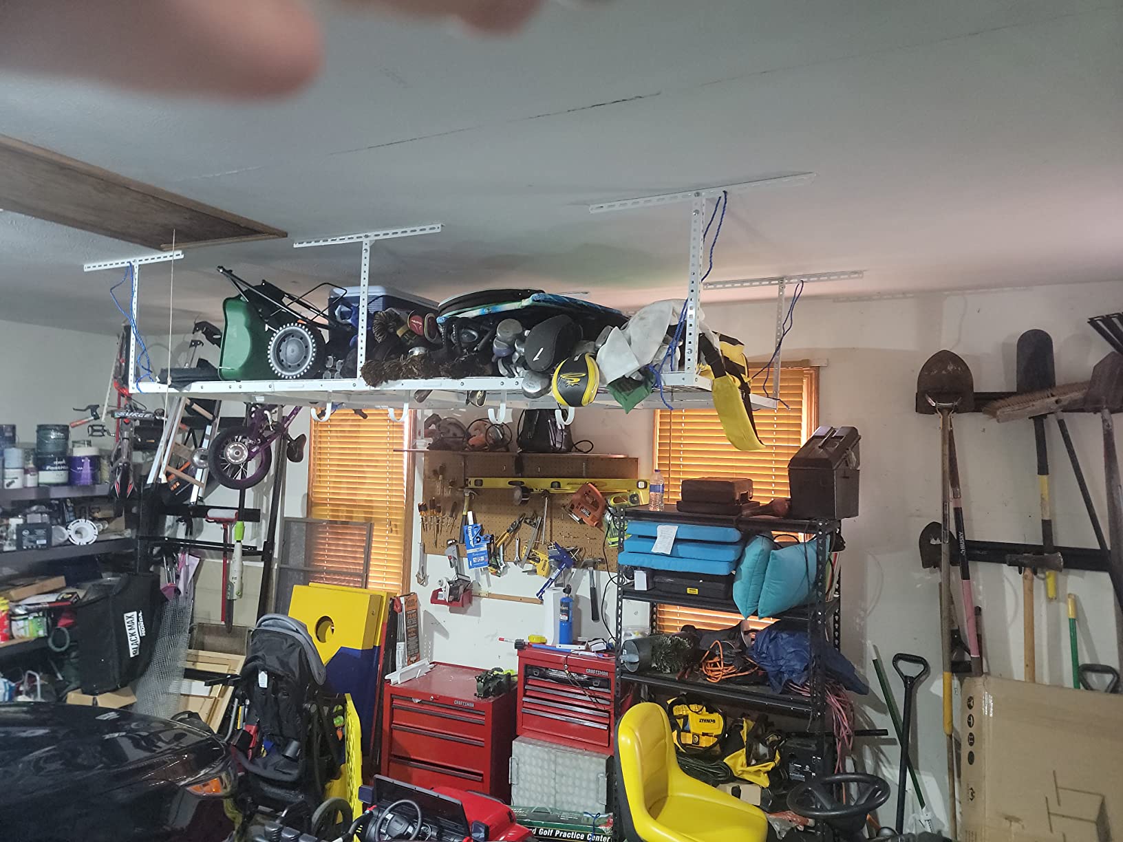 FLEXIMOUNTS 4x8 Overhead Garage Storage Rack with Hooks, Black customer photo 1