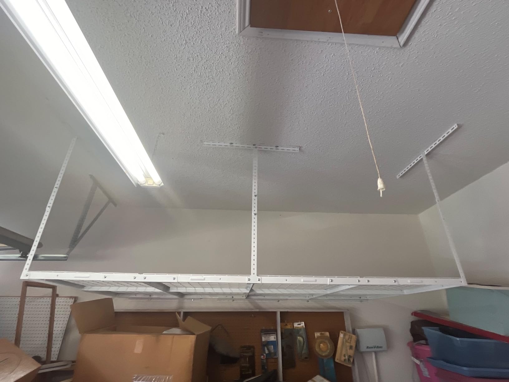 FLEXIMOUNTS 4x8 Overhead Garage Storage Rack with Hooks, Black customer photo 2