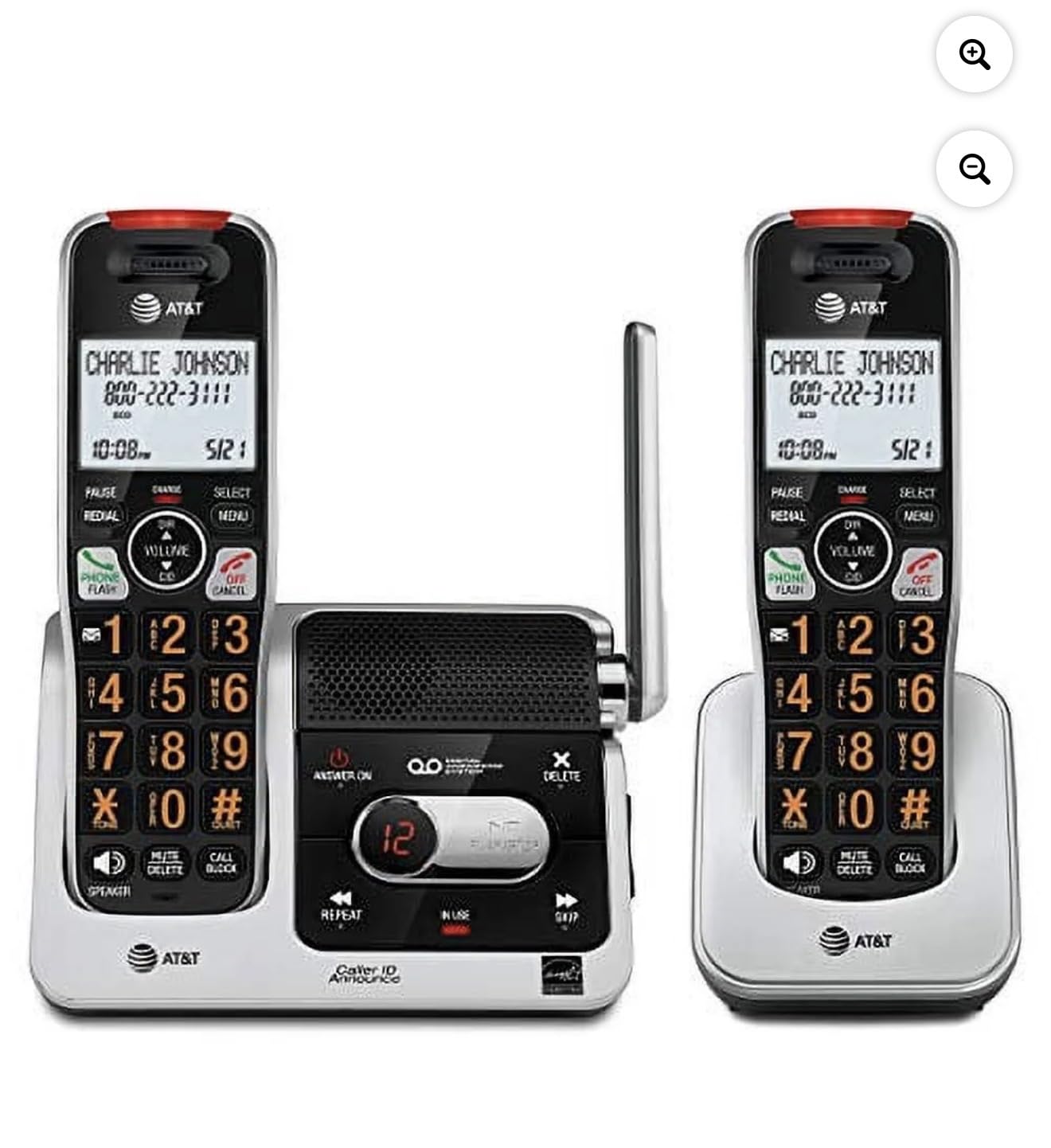 AT&T BL102-2 DECT 6.0 2-Handset Cordless Phone for Home with Answering Machine, Call Blocking, Caller ID Announcer, Audio Assist, Intercom, and Unsurpassed Range, Silver/Black customer photo 1