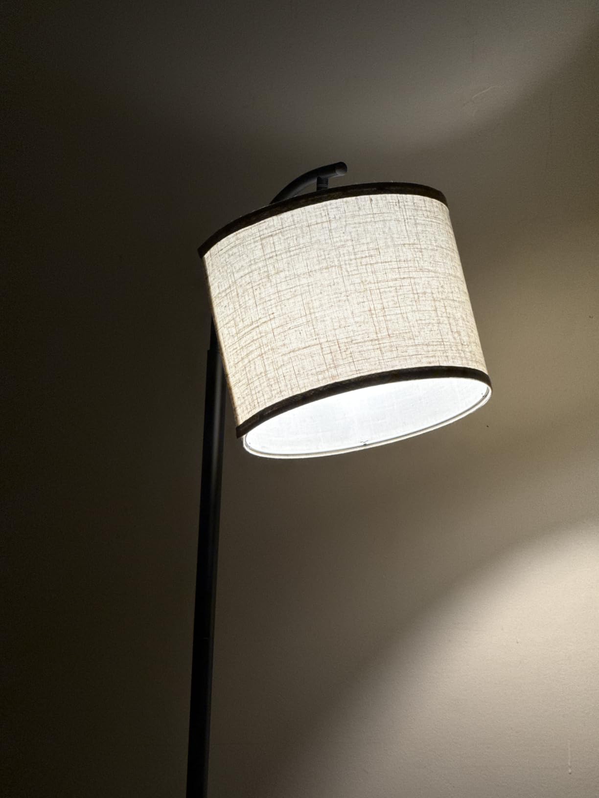 ROTTOGOON Floor Lamp for Living Room with 3 Color Temperatures LED Bulb, Standing Lamp Tall Industrial Floor Lamp Reading for Bedroom, Office (9W LED Bulb, Beige Lampshade Included) -Black customer photo 2